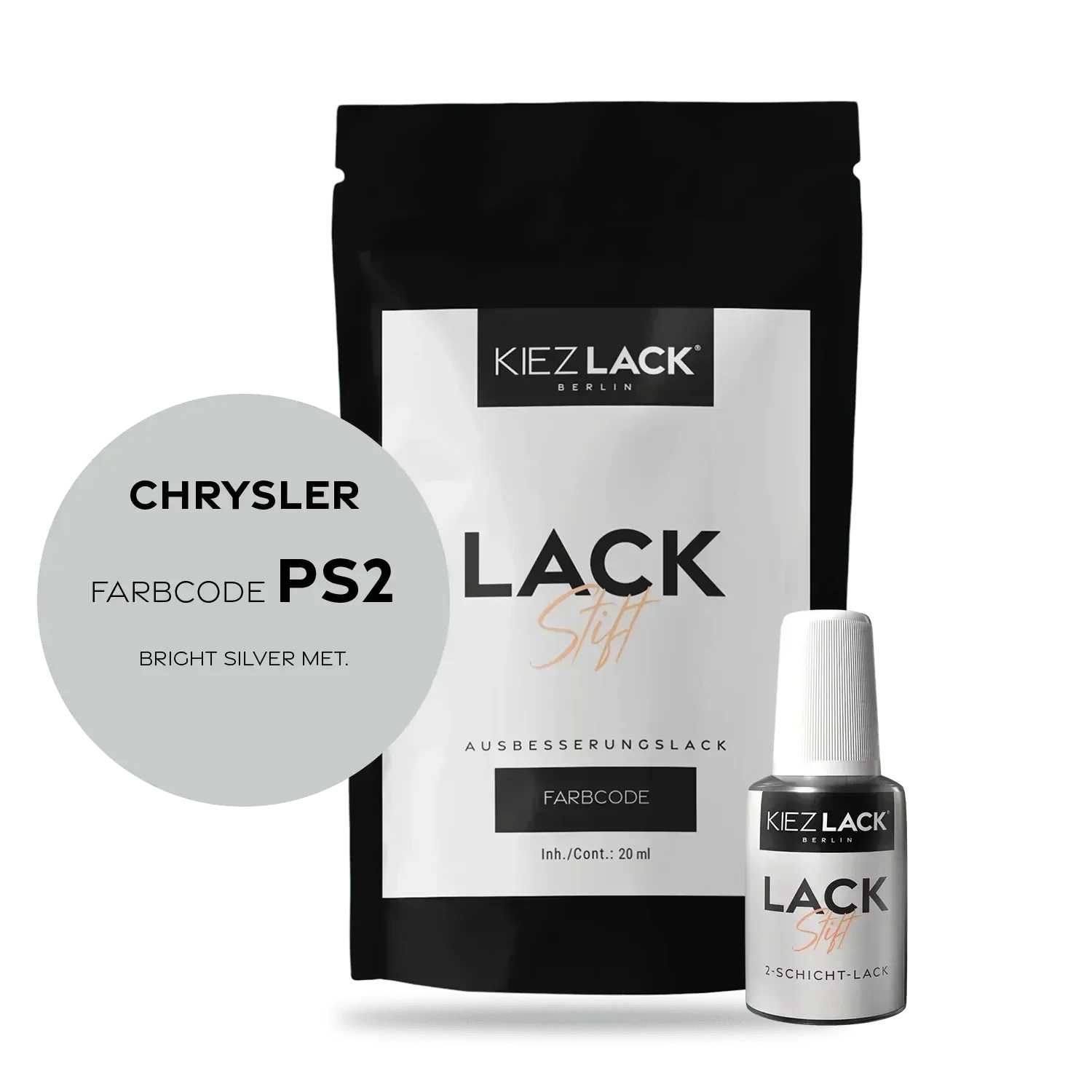 Kiezlack Lackstift Autolack Lackstift CHRYSLER PS2 BRIGHT SILVER MET.