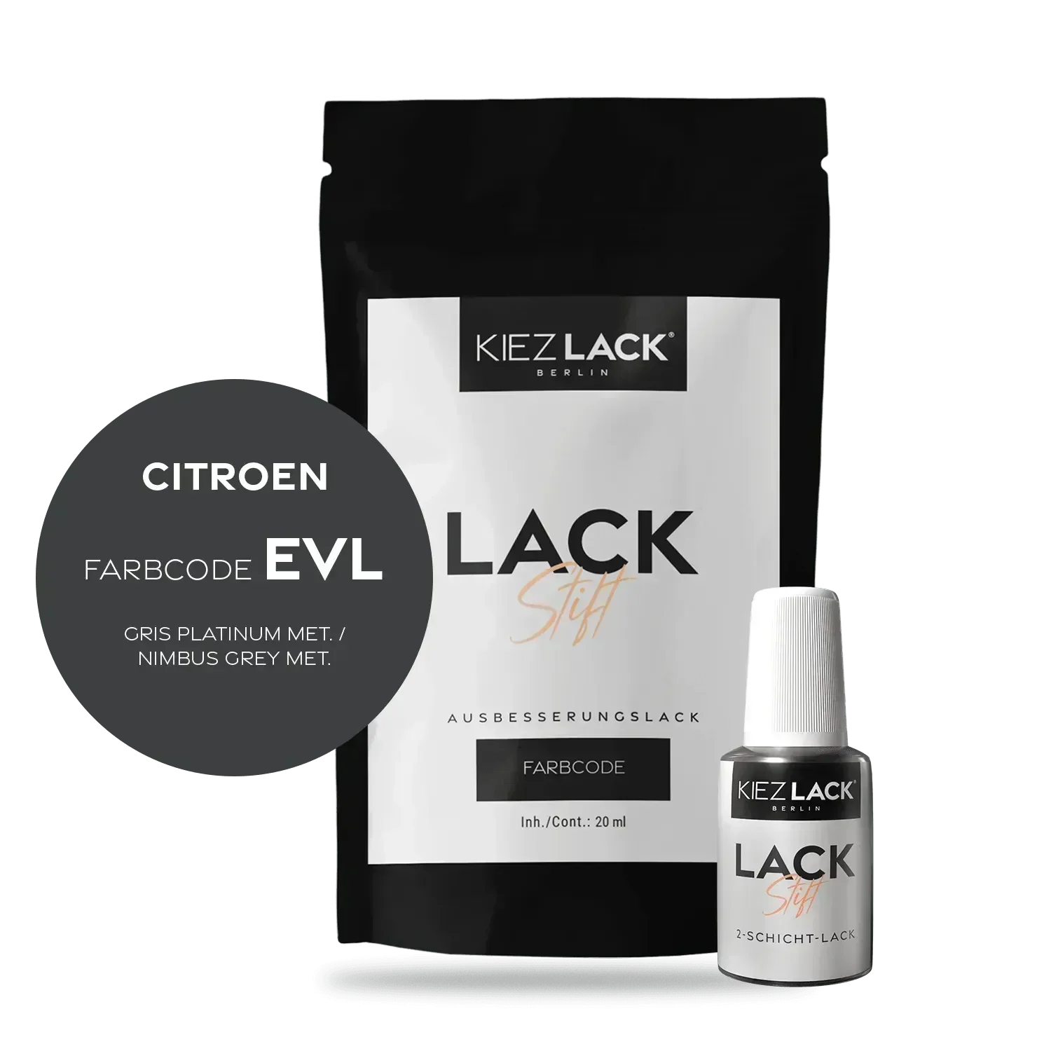 Kiezlack Lackstift Autolack Lackstift CITROEN EVL GRIS PLATINUM MET.