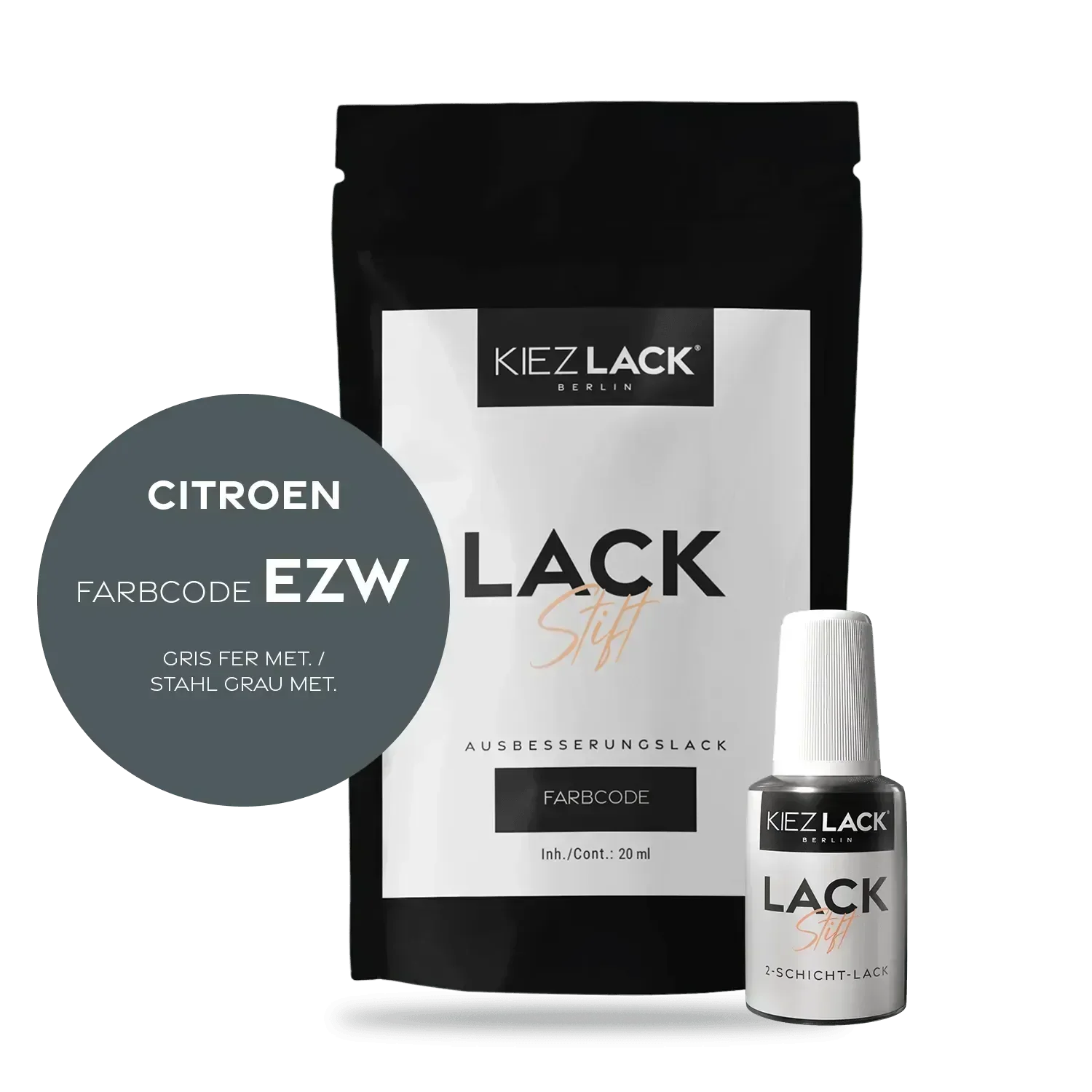 Kiezlack Lackstift Autolack Lackstift CITROEN EZW GRIS FER MET.