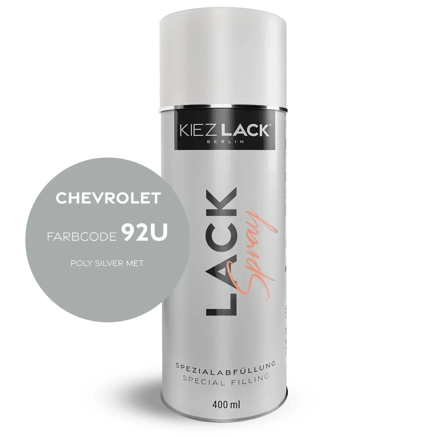 Kiezlack Lackspray Autolack Spraydose CHEVROLET 92U POLY SILVER MET. Lackspray