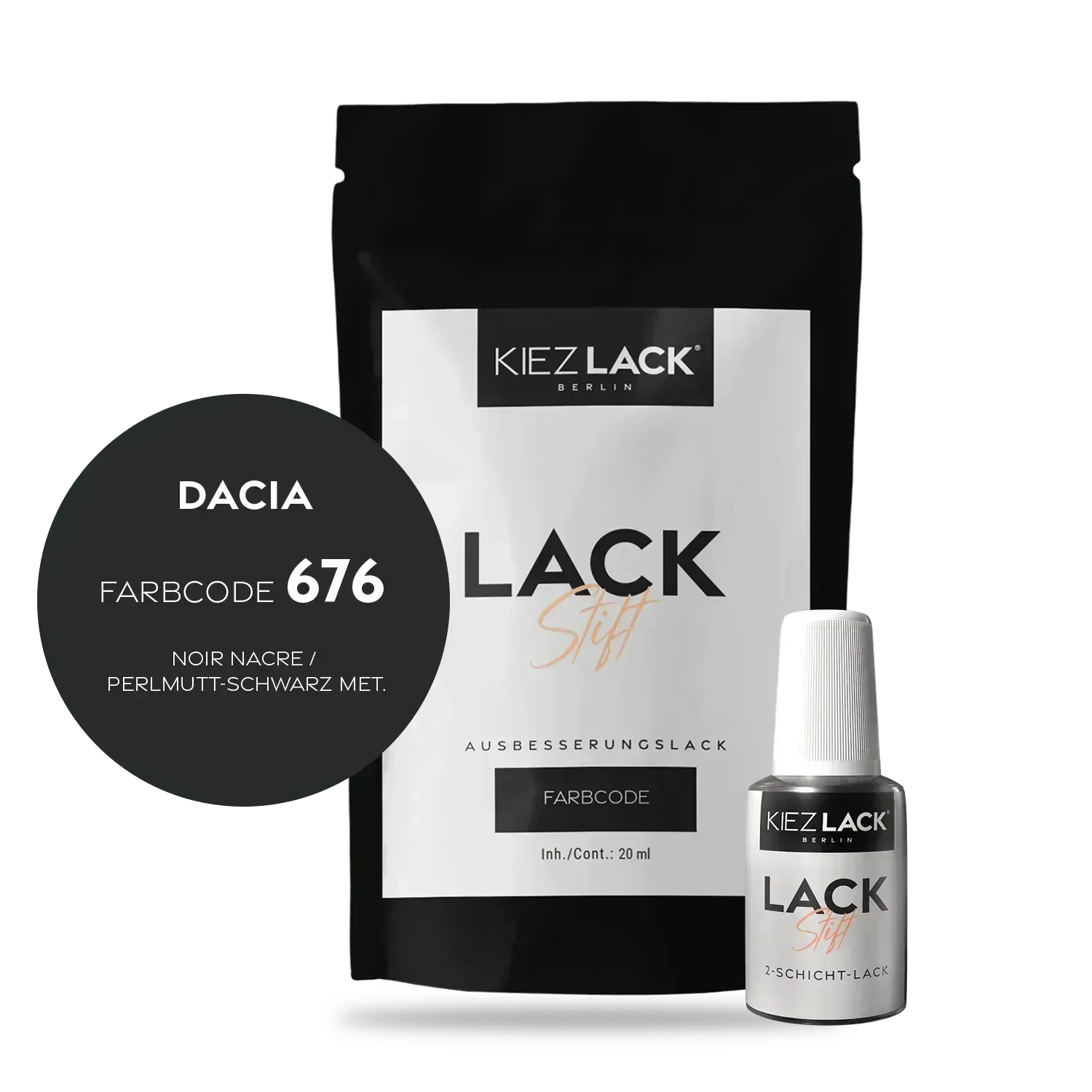 Kiezlack Lackstift Autolack Lackstift DACIA 676 NOIR NACRE