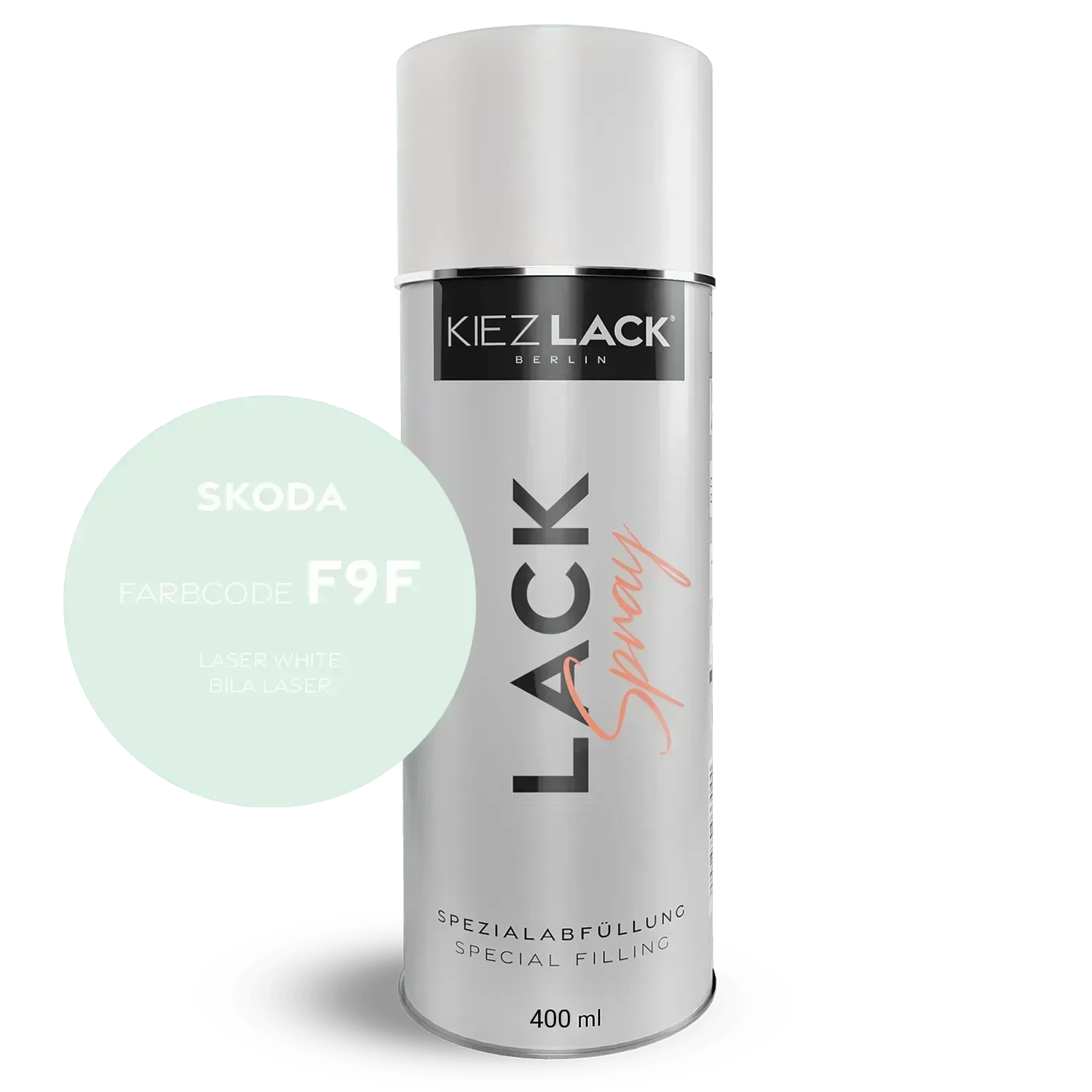 Kiezlack Autolack Spraydose Skoda F9F LASER WHITE