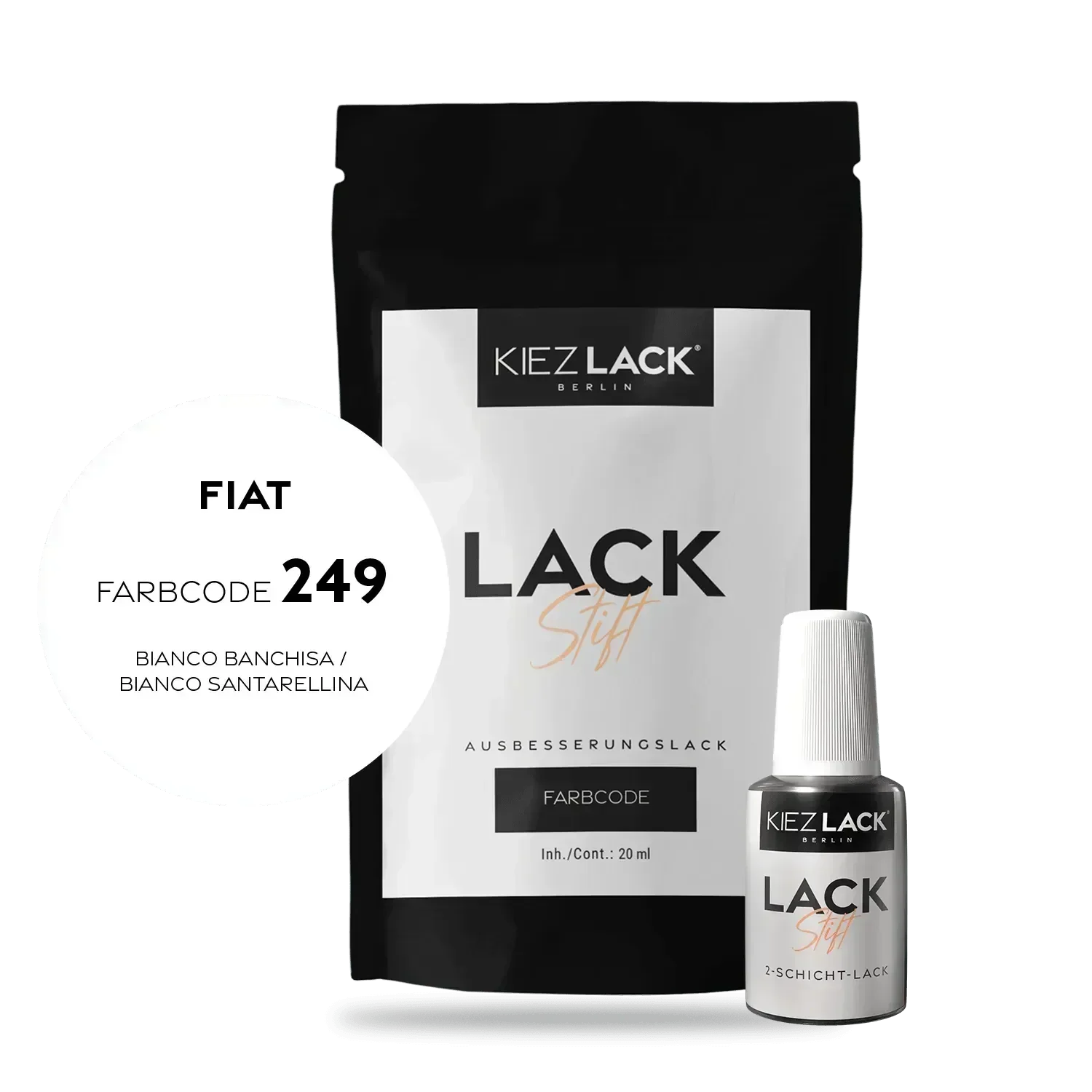 Kiezlack Lackstift Autolack Lackstift FIAT 249 BIANCO BANCHISA