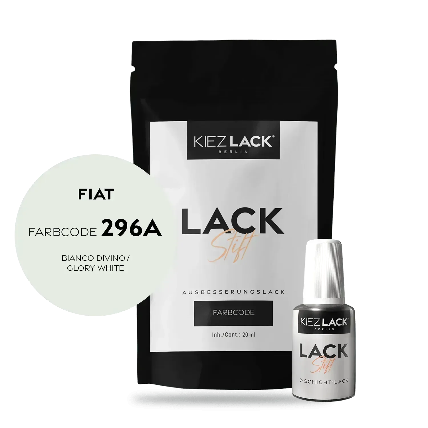 Kiezlack Lackstift Autolack Lackstift FIAT 296A BIANCO DIVINO