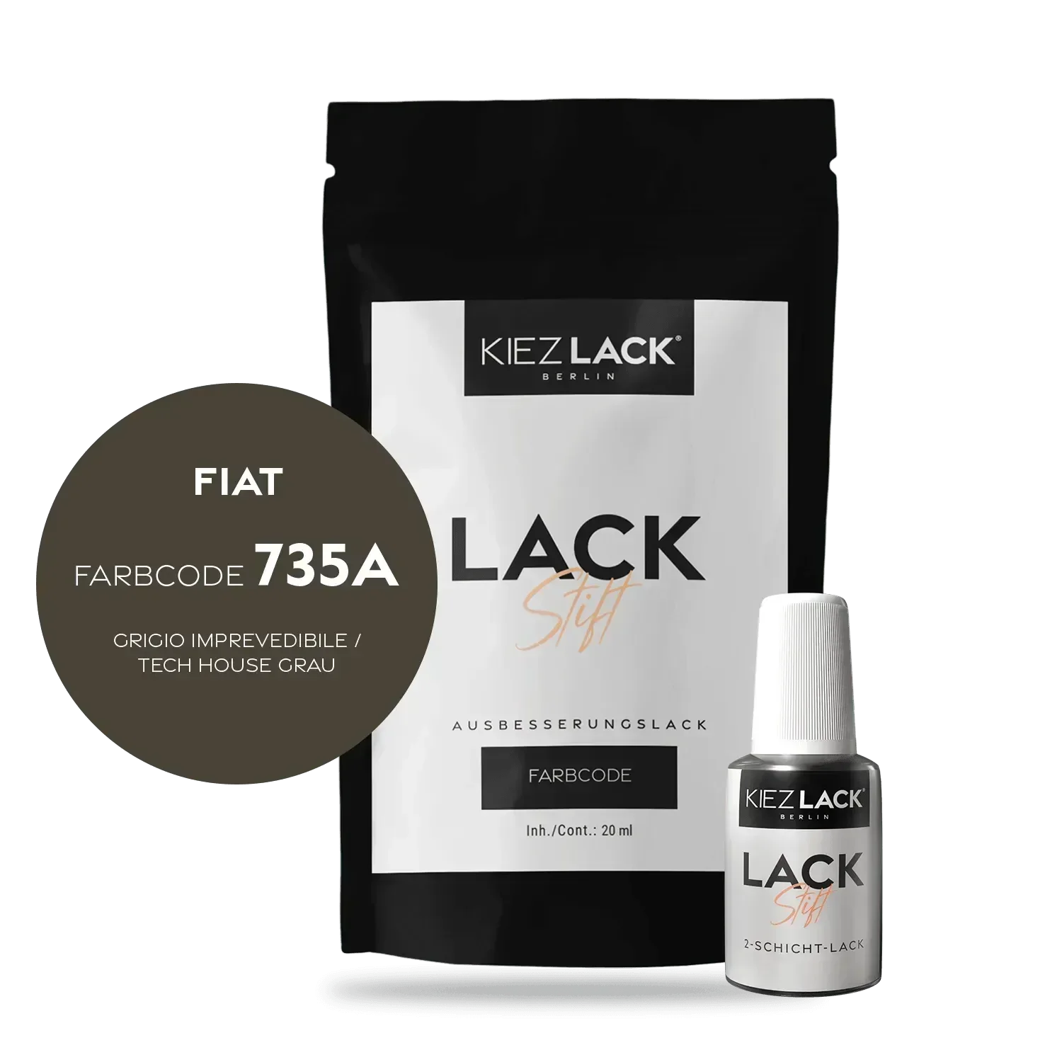 Kiezlack Lackstift Autolack Lackstift FIAT 735A GRIGIO IMPREVEDIBILE