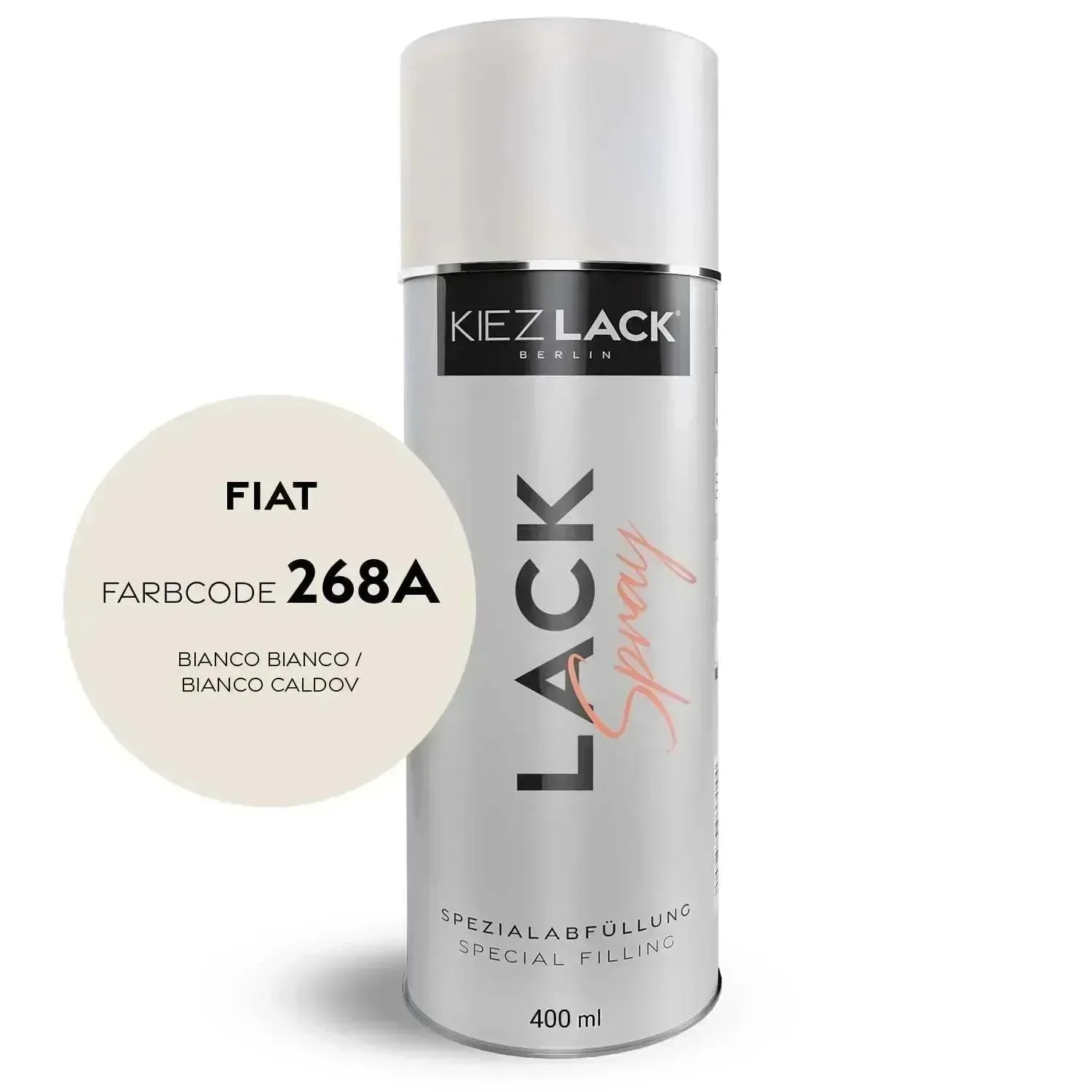 Kiezlack Lackspray Autolack Spraydose FIAT 268A BIANCO BIANCO