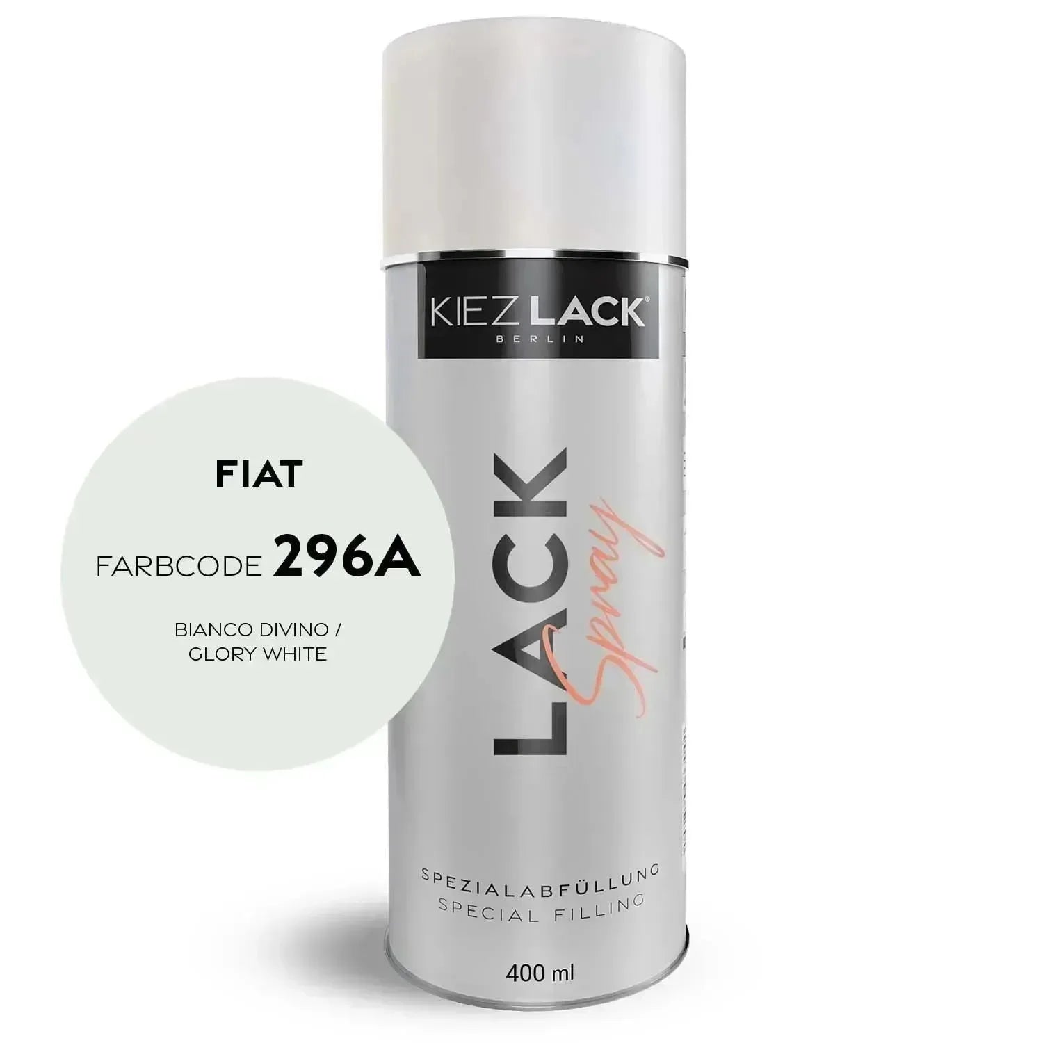 Kiezlack Lackspray Autolack Spraydose FIAT 296A BIANCO DIVINO