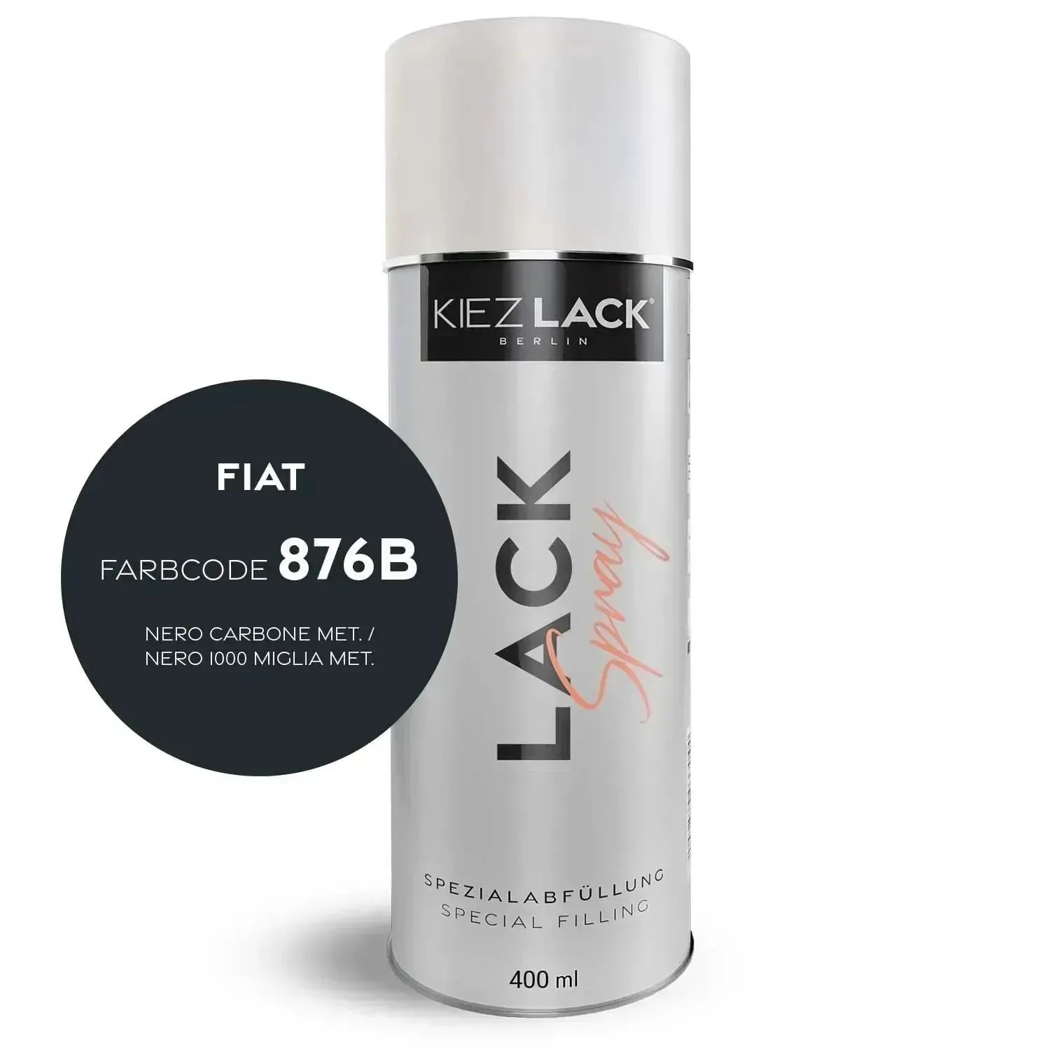 Kiezlack Lackspray Autolack Spraydose FIAT 876B NERO CARBONE MET.