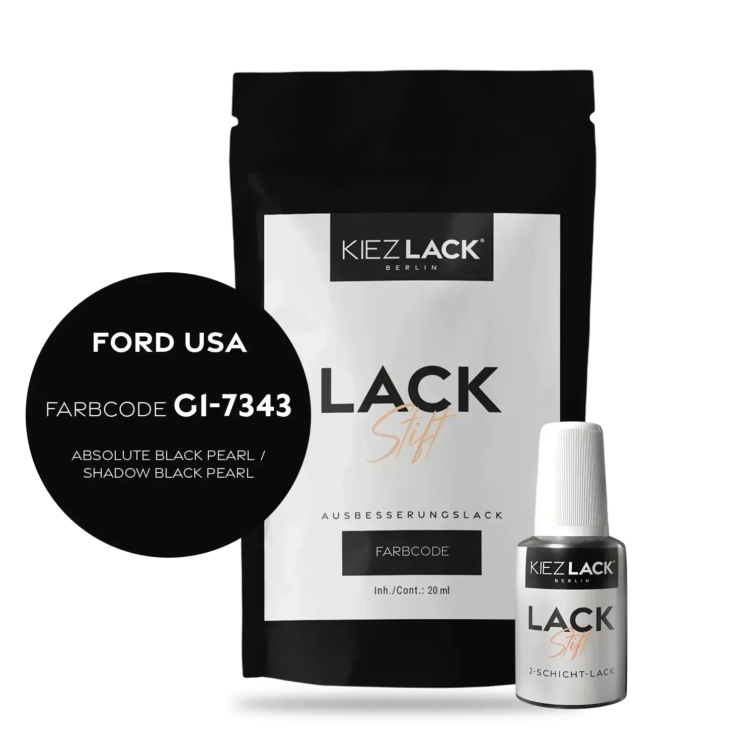 Kiezlack Lackstift Autolack Lackstift FORD USA G1-7343 ABSOLUTE BLACK PEARL