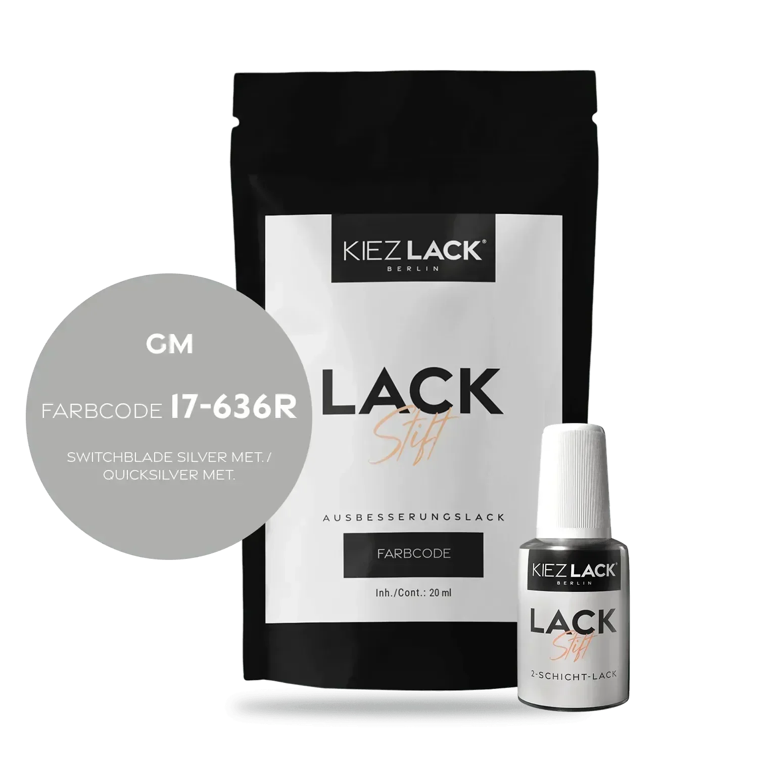 Kiezlack Lackstift Autolack Lackstift GM 17-636R SWITCHBLADE SILVER MET.