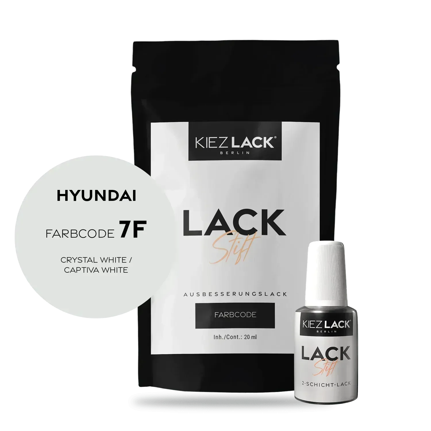 Kiezlack Lackstift Autolack Lackstift HYUNDAI 7F CRYSTAL WHITE