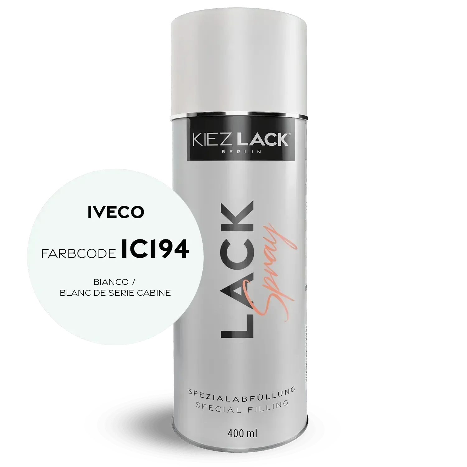 Kiezlack Lackspray Autolack Spraydose IVECO IC194 BIANCO Lackspray