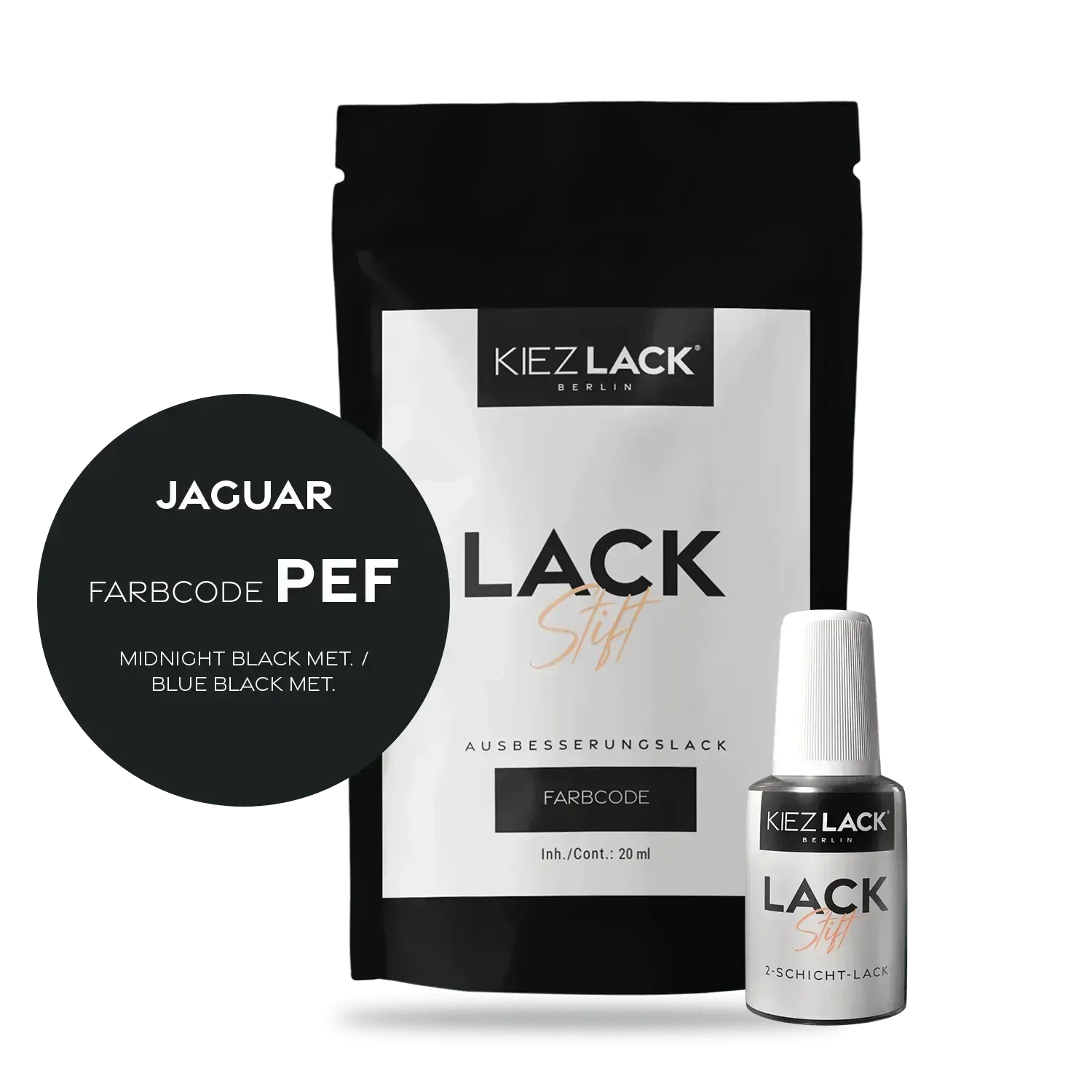 Kiezlack Lackstift Autolack Lackstift JAGUAR PEF MIDNIGHT BLACK MET.