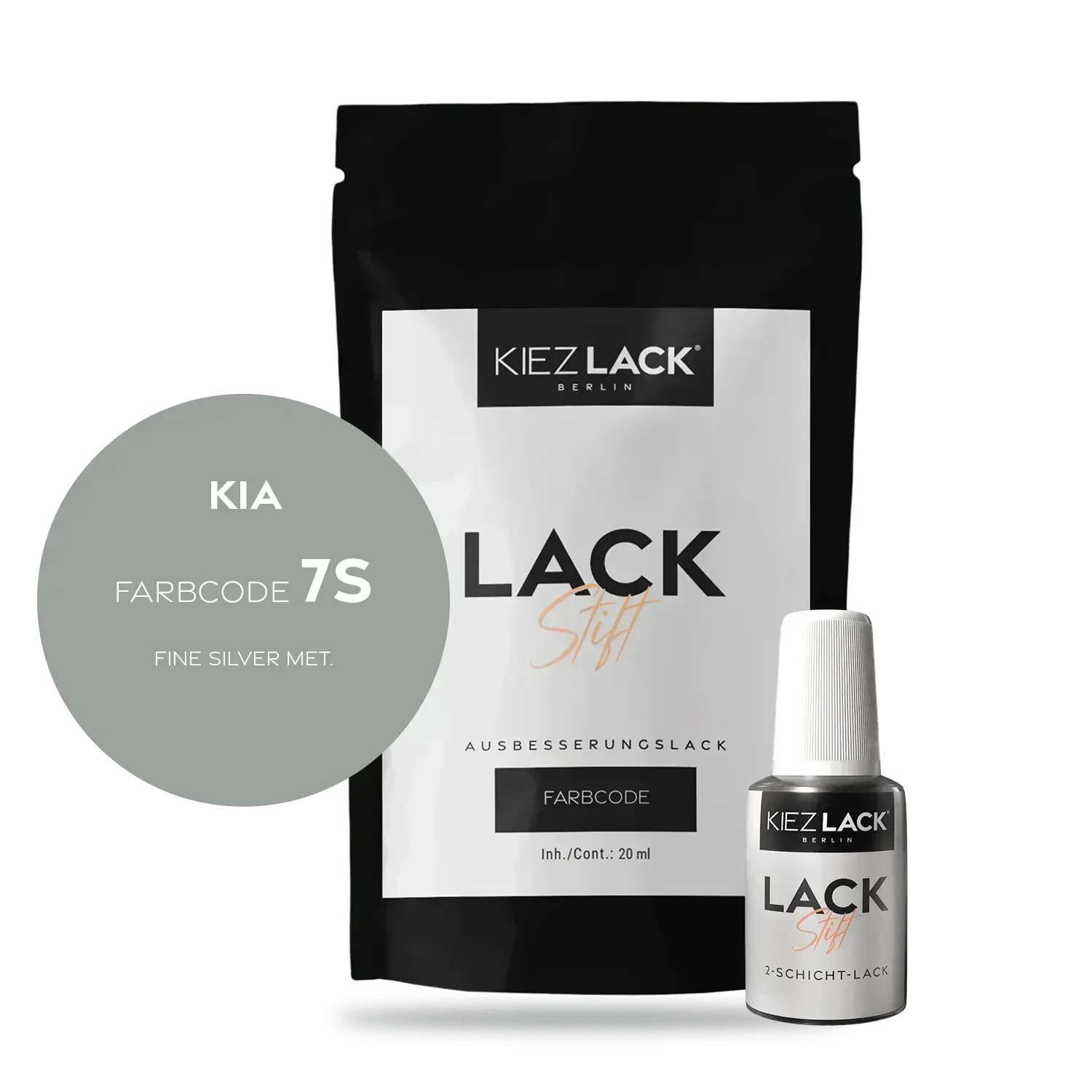 Kiezlack Lackstift Autolack Lackstift KIA 7S FINE SILVER MET.