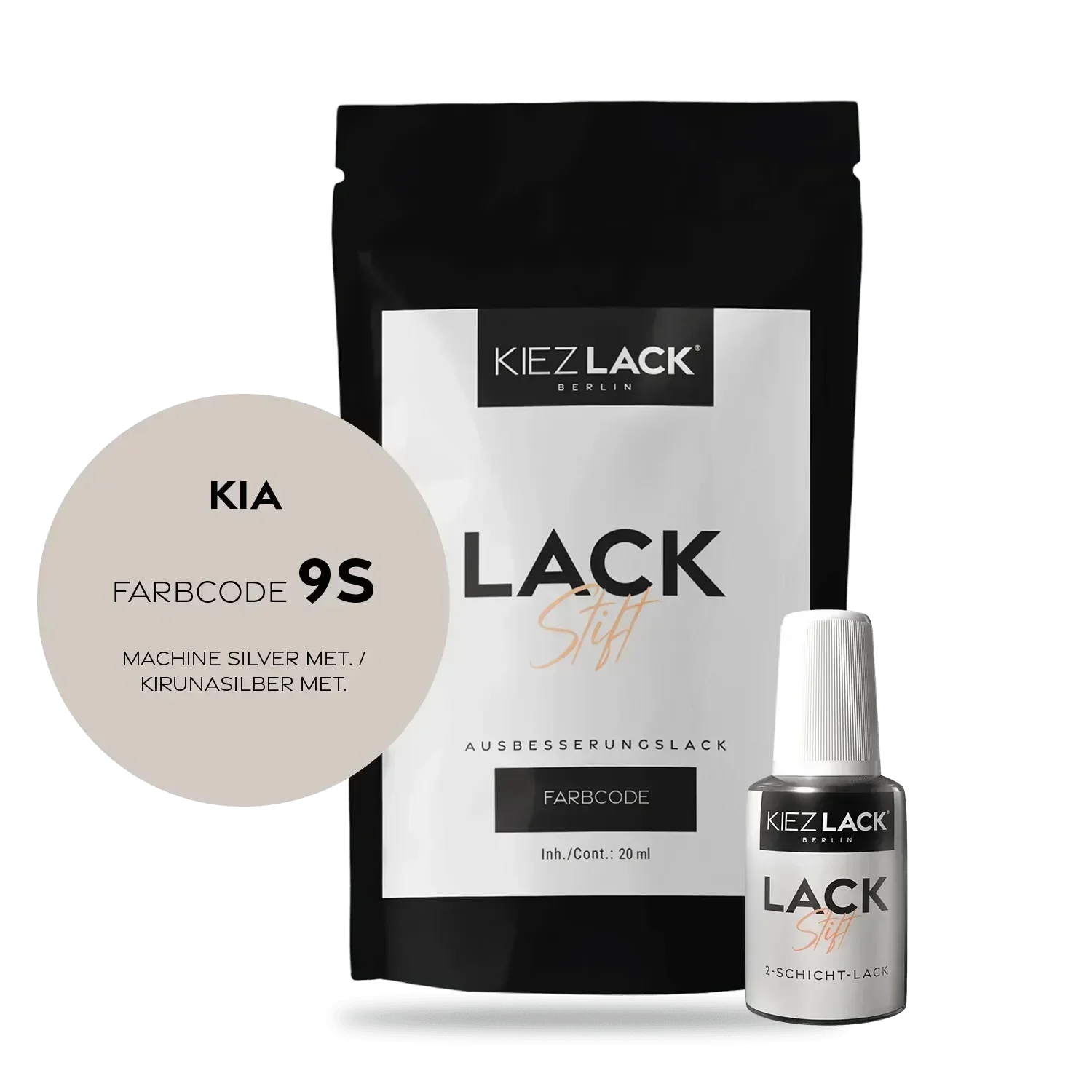 Kiezlack Lackstift Autolack Lackstift KIA 9S MACHINE SILVER MET.