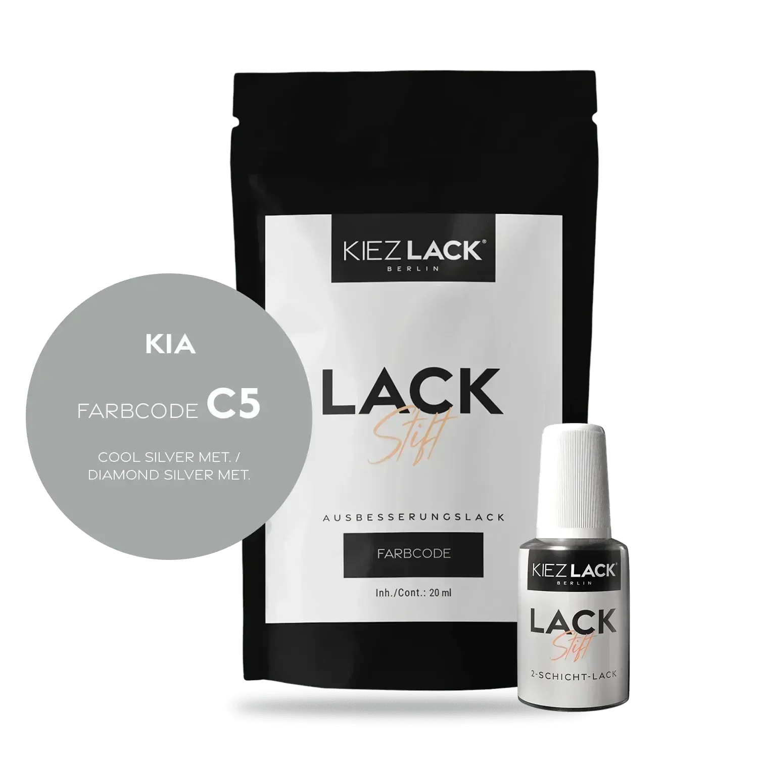 Kiezlack Lackstift Autolack Lackstift KIA C5 COOL SILVER MET.