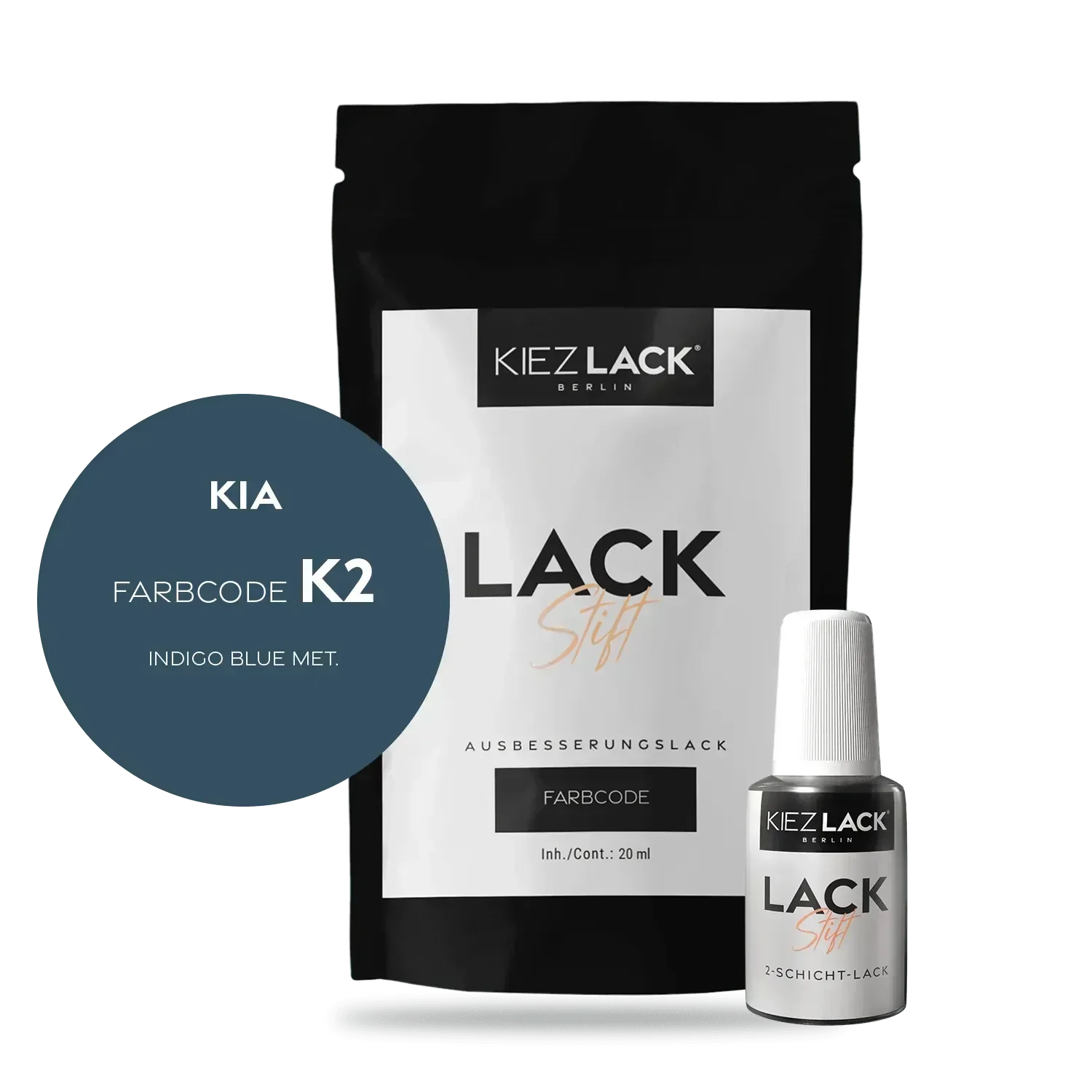 Kiezlack Lackstift Autolack Lackstift KIA k2 INDIGO BLUE MET.