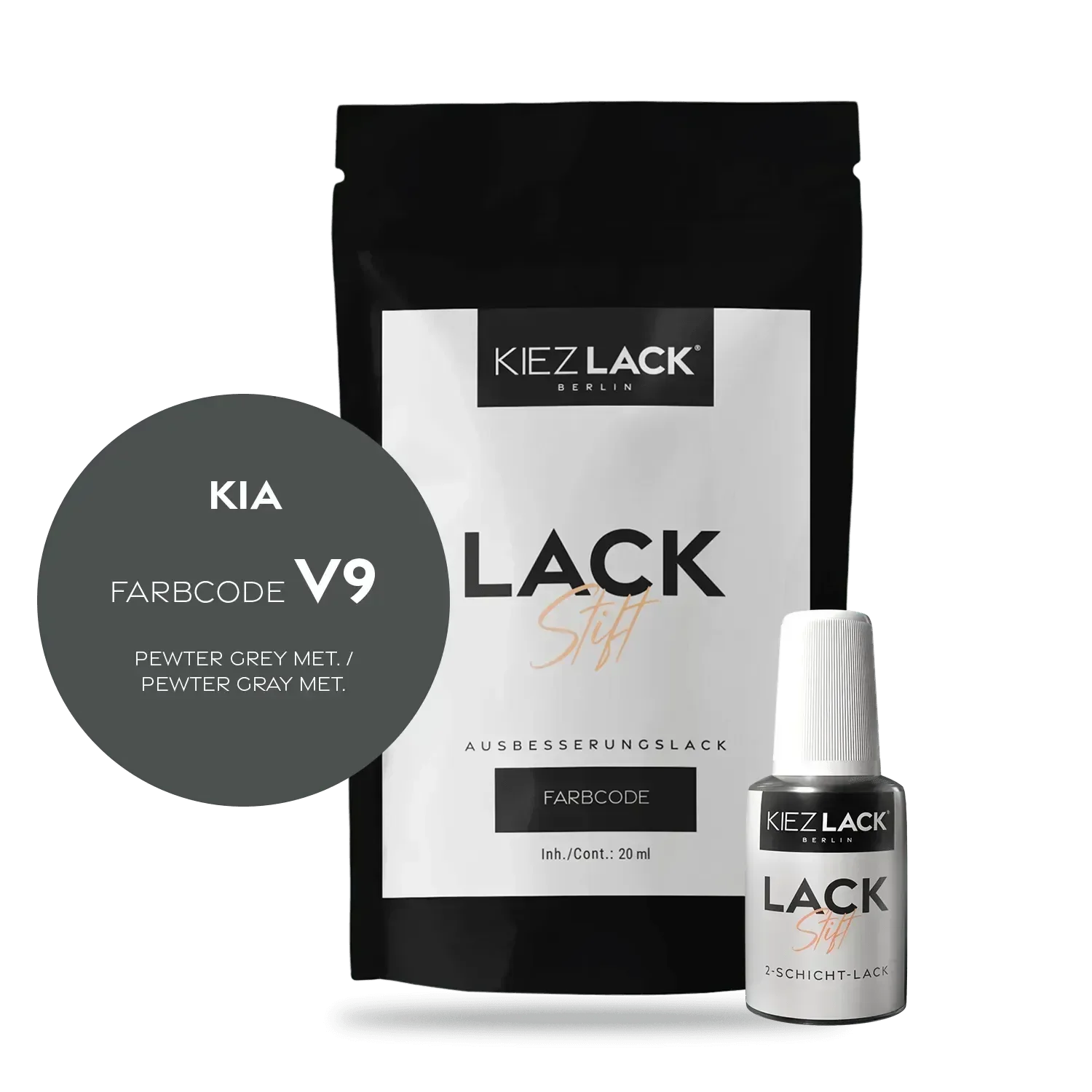 Kiezlack Lackstift Autolack Lackstift KIA V9 PEWTER GREY MET.