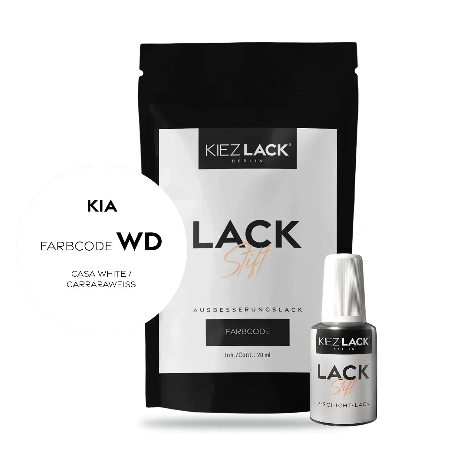 Kiezlack Lackstift Autolack Lackstift KIA WD CASA WHITE