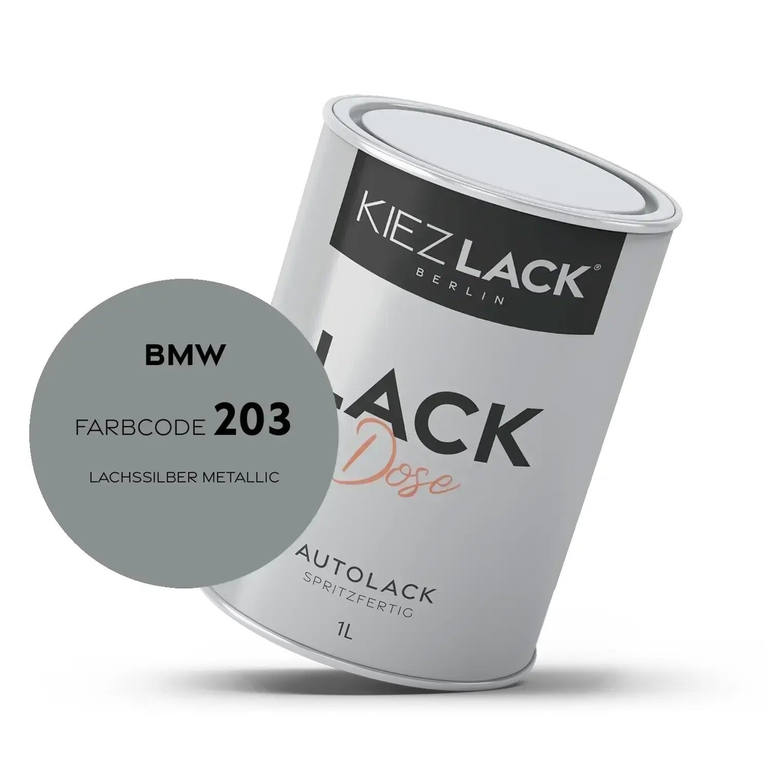 Kiezlack 1K Autolack Lackdose Basislack spritzfertig BMW 203 LACHSSILBER Metallic