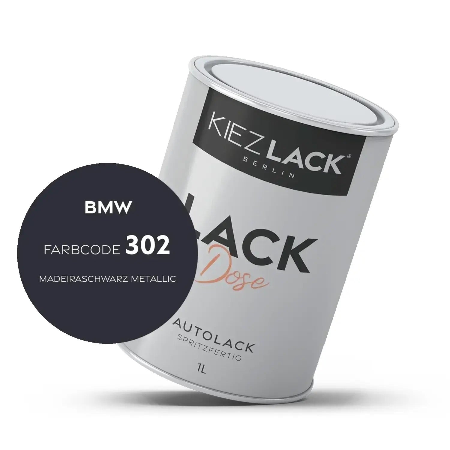 Kiezlack 1K Autolack Lackdose Basislack spritzfertig BMW 302 MADEIRASCHWARZ Metallic