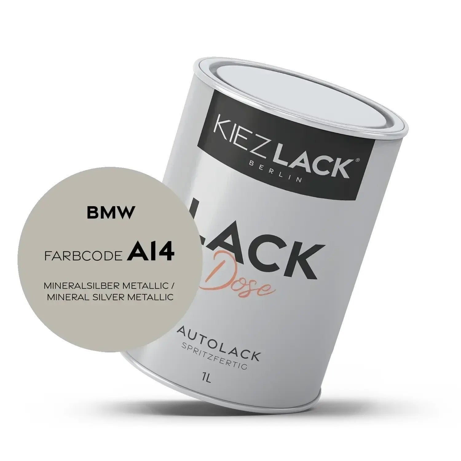 Kiezlack 1K Autolack Lackdose Basislack spritzfertig BMW A14 MINERALSILBER Metallic