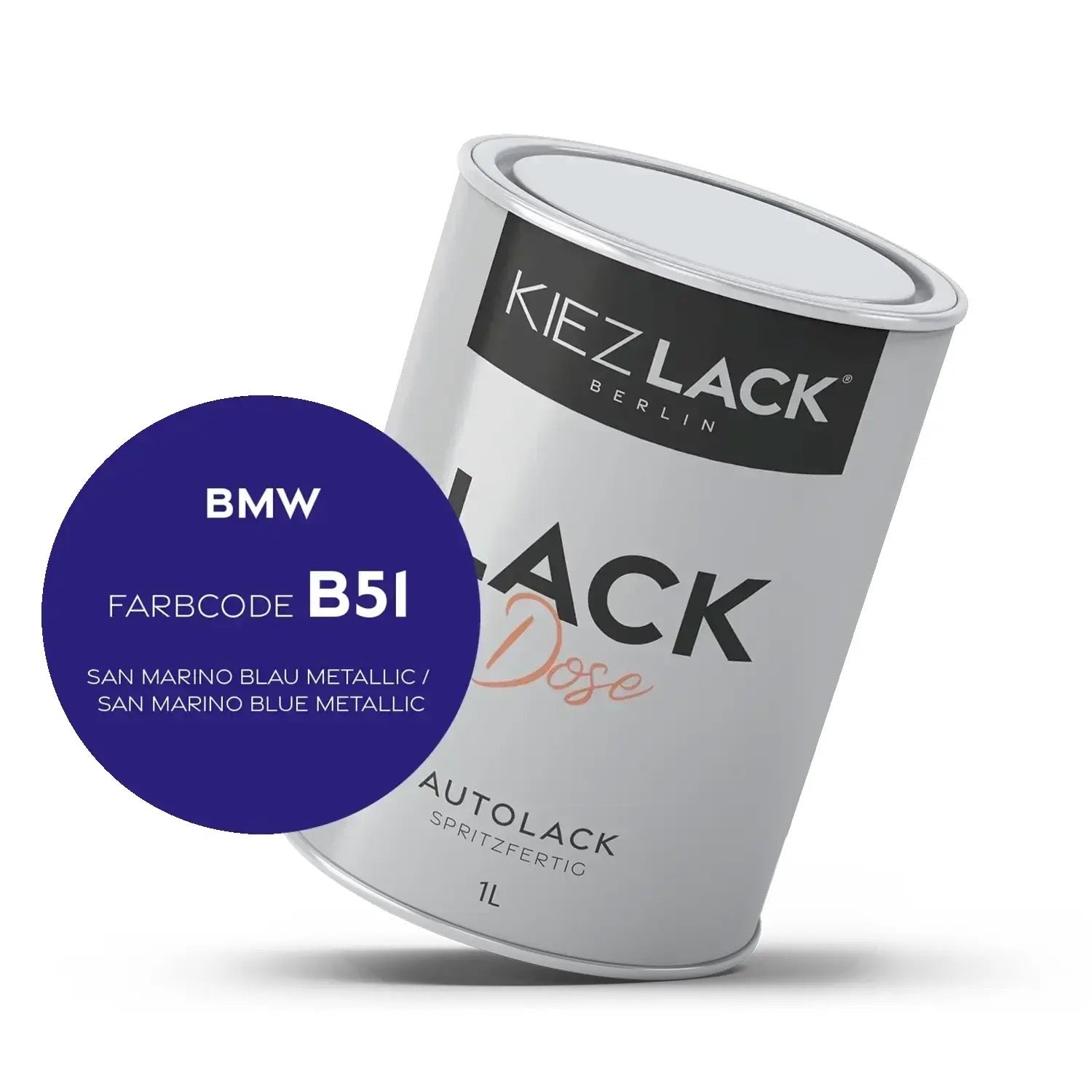 Kiezlack 1K Autolack Lackdose Basislack spritzfertig BMW B51 SAN MARINO BLAU Metallic