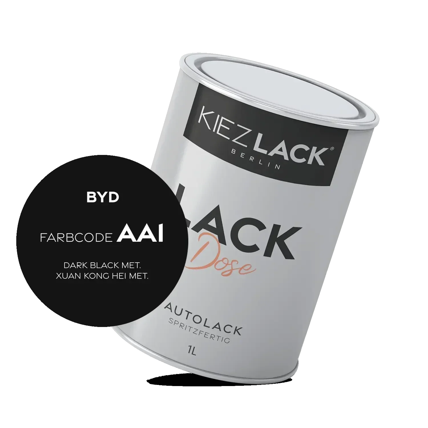 Kiezlack 1K Autolack Lackdose Basislack spritzfertig BYD AA1 DARK BLACK MET.