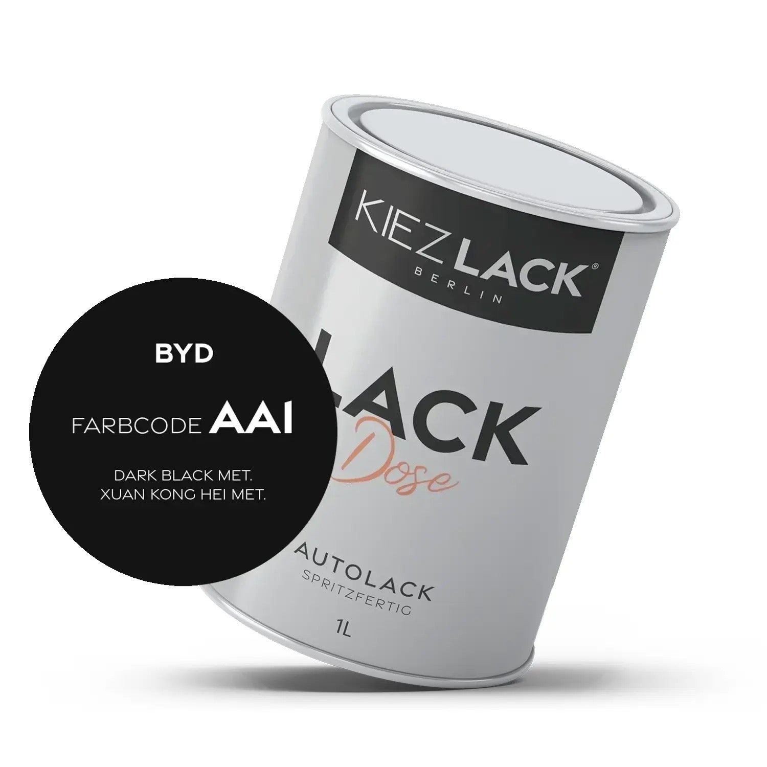 1K Autolack Lackdose Basislack spritzfertig BYD AA1 DARK BLACK MET.