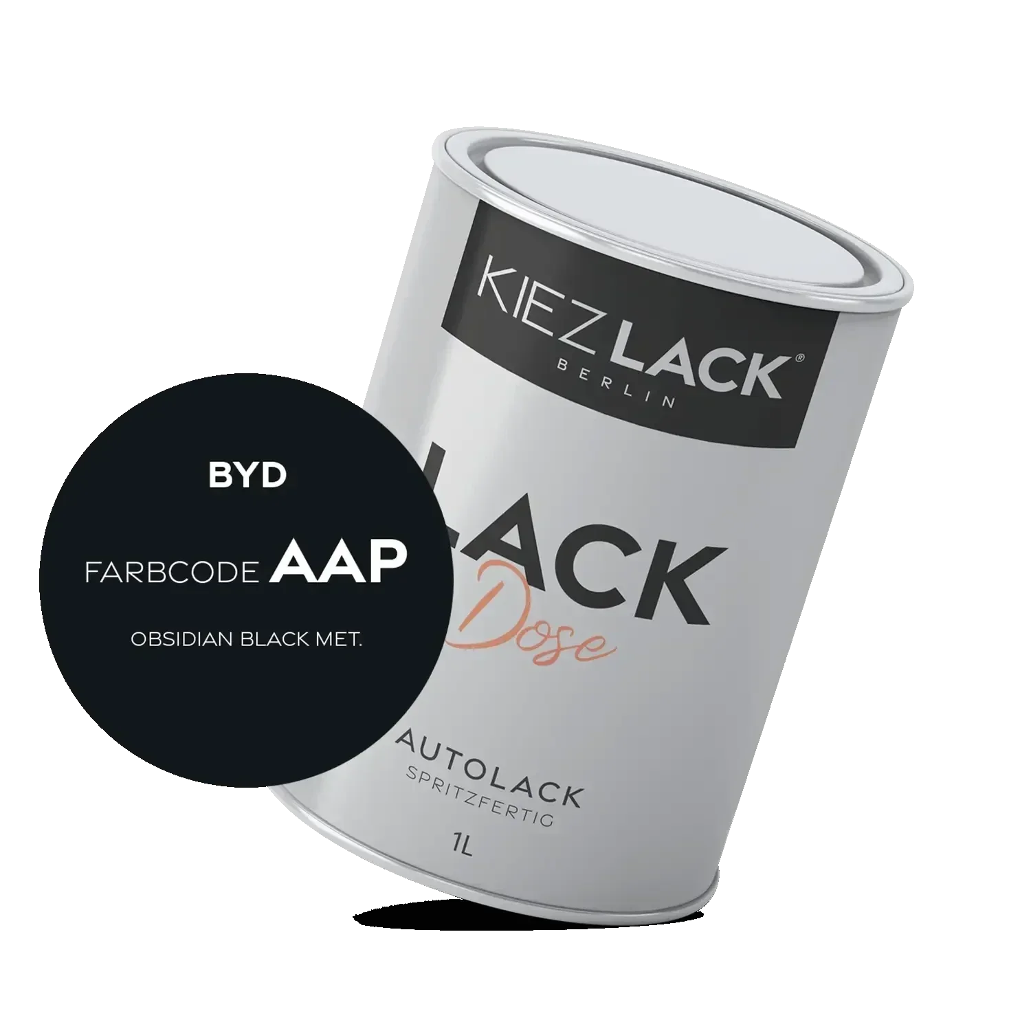 Kiezlack 1K Autolack Lackdose Basislack spritzfertig BYD AAP OBSIDIAN BLACK MET.