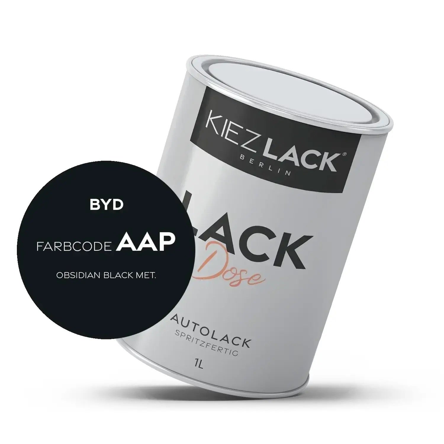 Kiezlack 1K Autolack Lackdose Basislack spritzfertig BYD AAP OBSIDIAN BLACK MET.