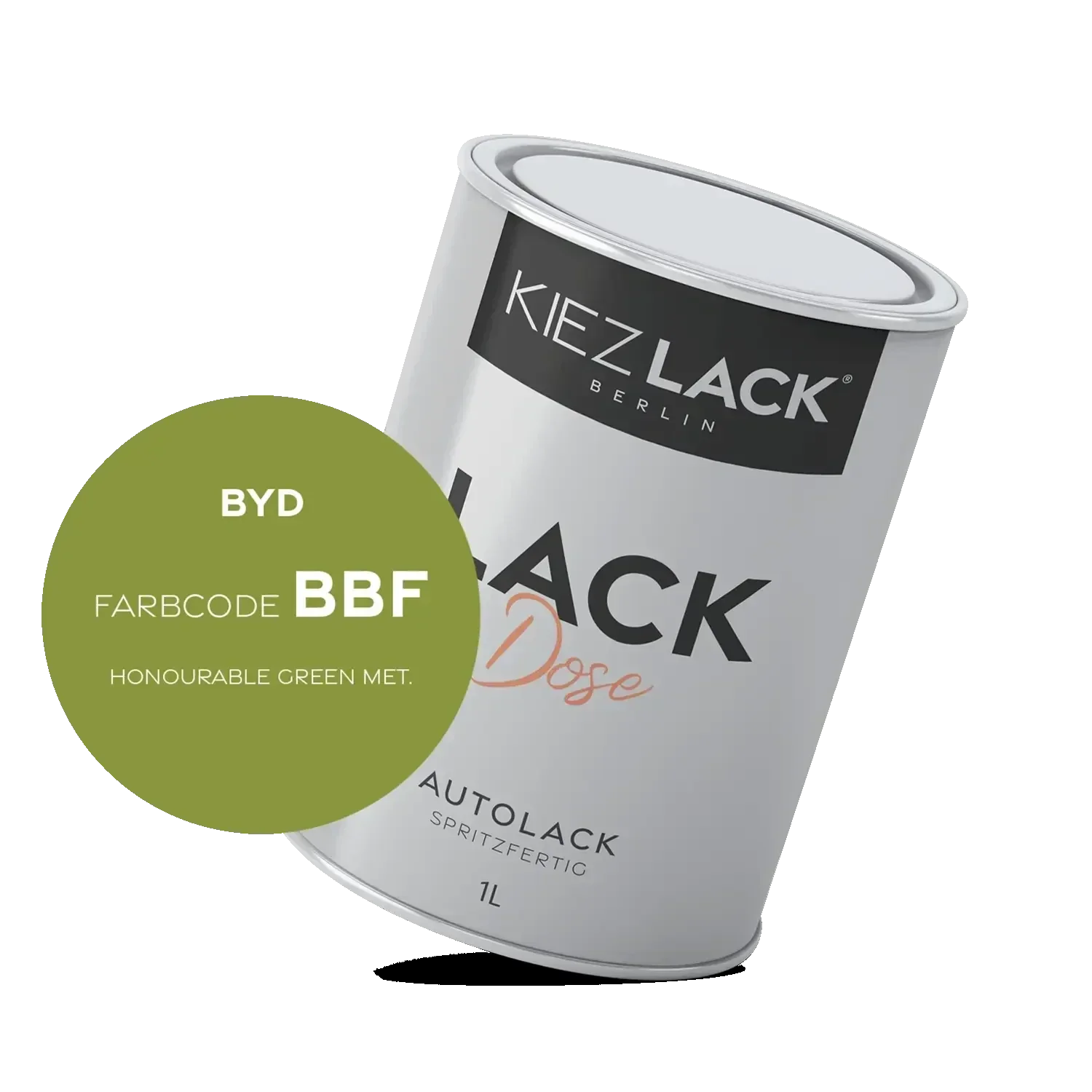 Kiezlack 1K Autolack Lackdose Basislack spritzfertig BYD BBF HONOURABLE GREEN MET.