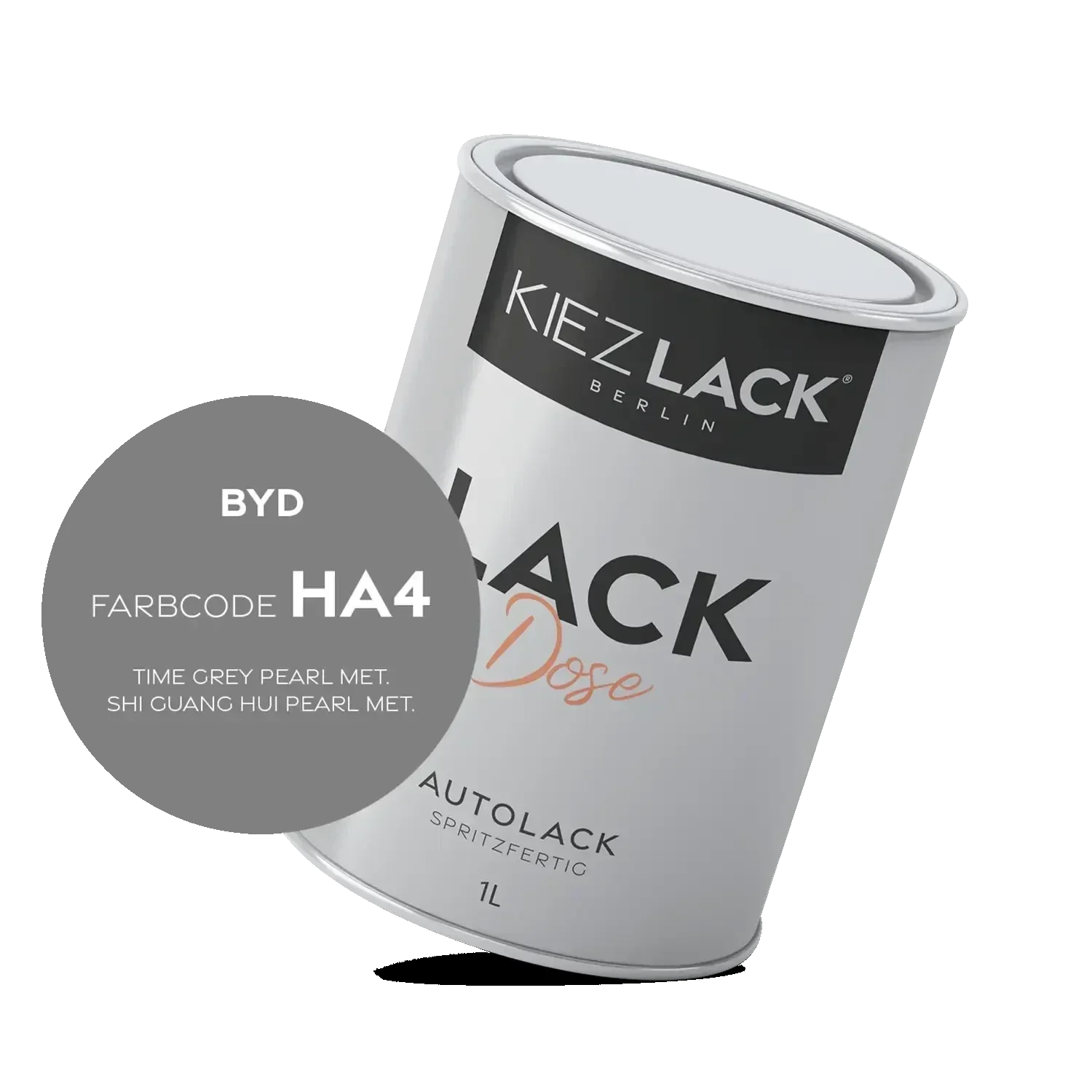 Kiezlack 1K Autolack Lackdose Basislack spritzfertig BYD HA4 TIME GREY PEARL MET.