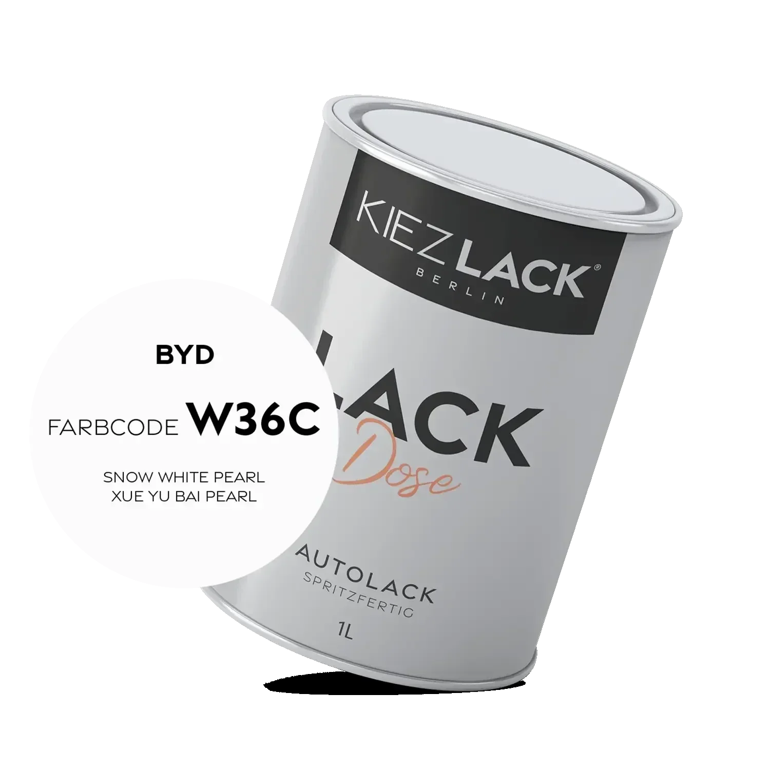 Kiezlack 1K Autolack Lackdose Basislack spritzfertig BYD W36C SNOW WHITE PEARL