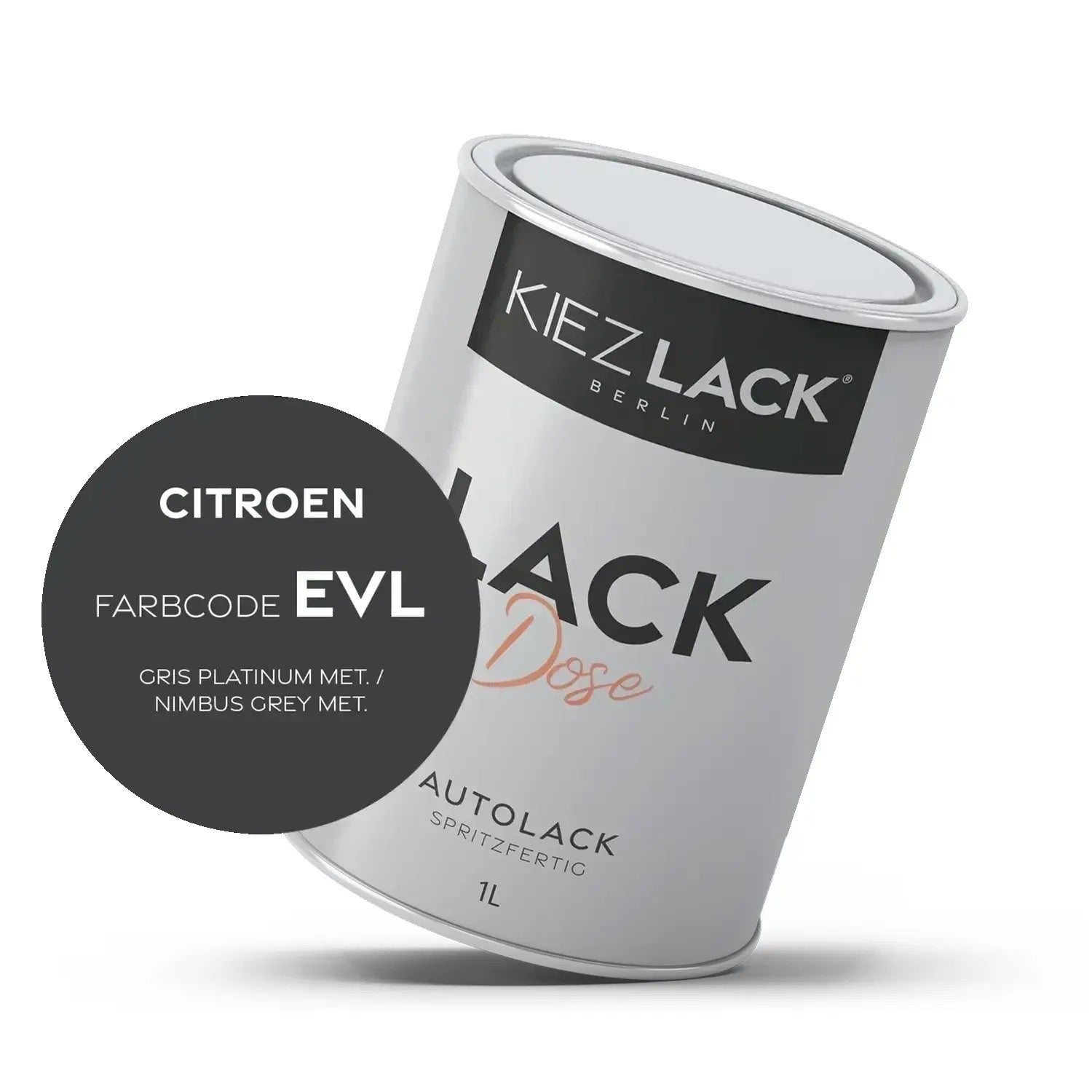 Kiezlack 1K Autolack Lackdose Basislack spritzfertig Peugeot EVL GRIS PLATINUM MET.