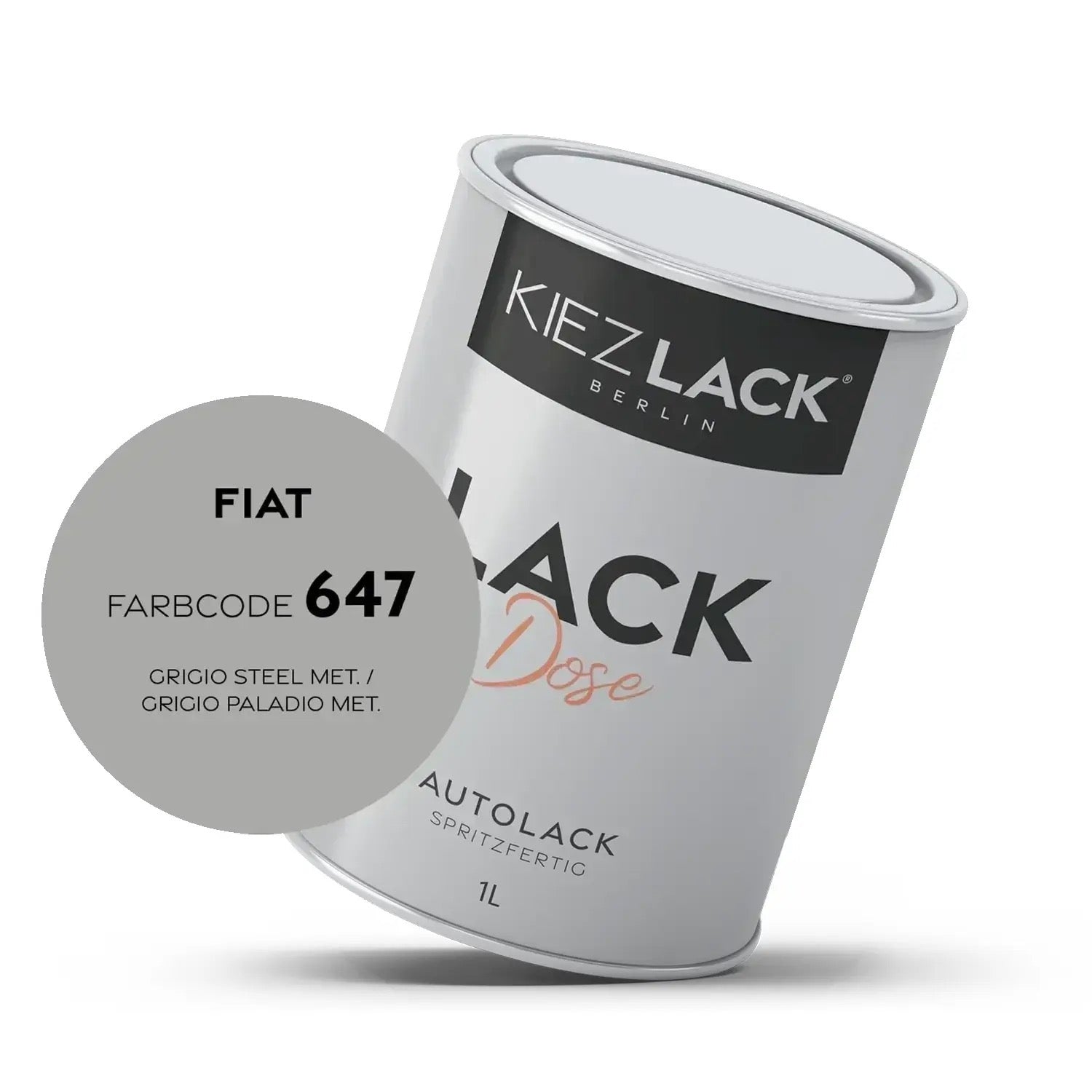 Kiezlack 1K Autolack Lackdose Basislack spritzfertig FIAT 647 GRIGIO STEEL MET.