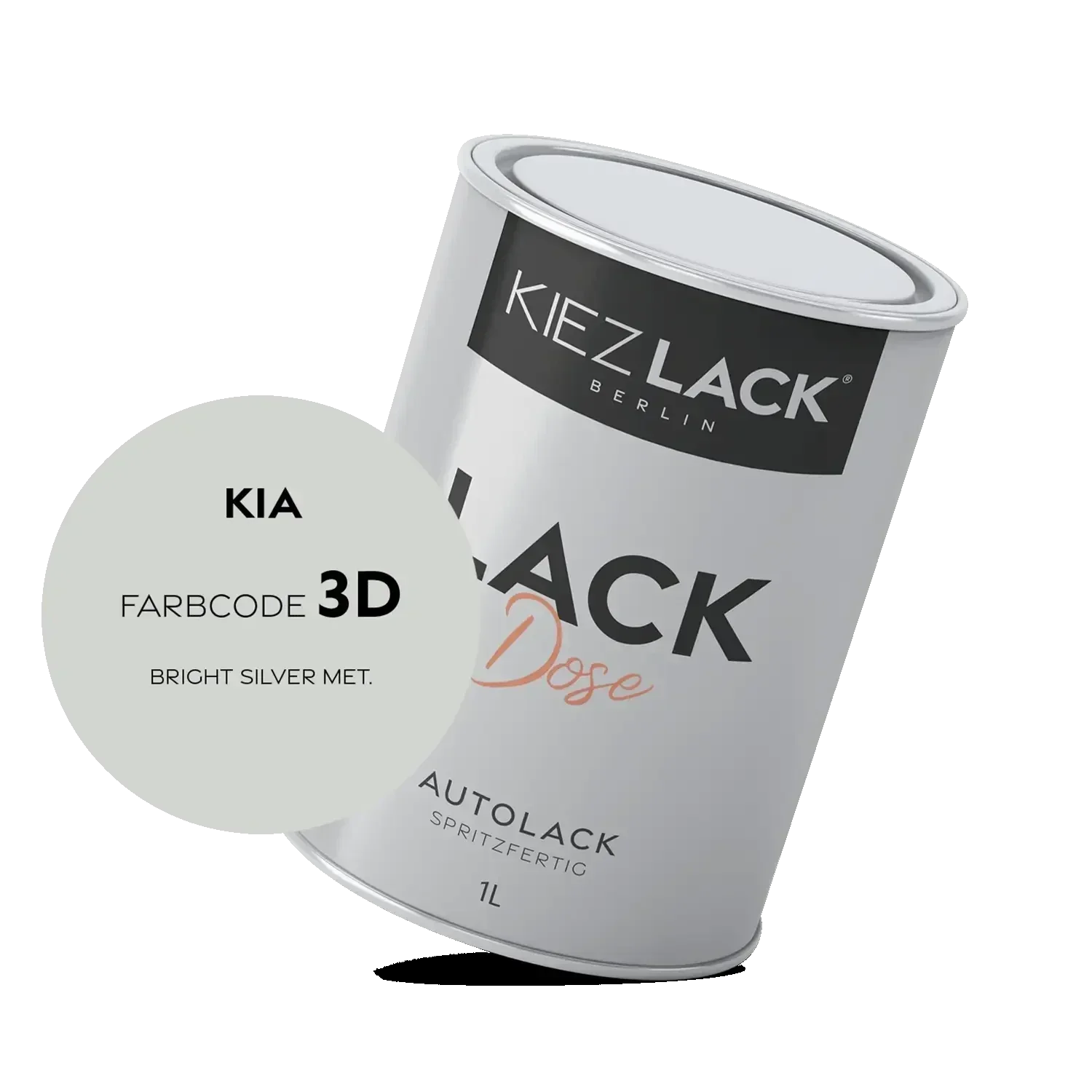 Kiezlack 1K Autolack Lackdose Basislack spritzfertig KIA 3D BRIGHT SILVER MET.
