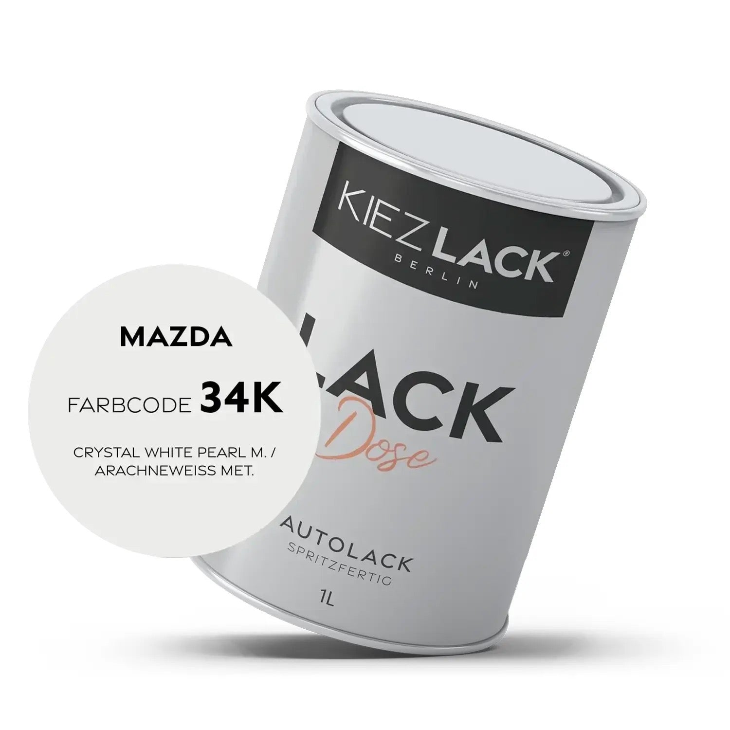 1K Autolack Lackdose Basislack spritzfertig MAZDA 34K CRYSTAL WHITE PEARL M.