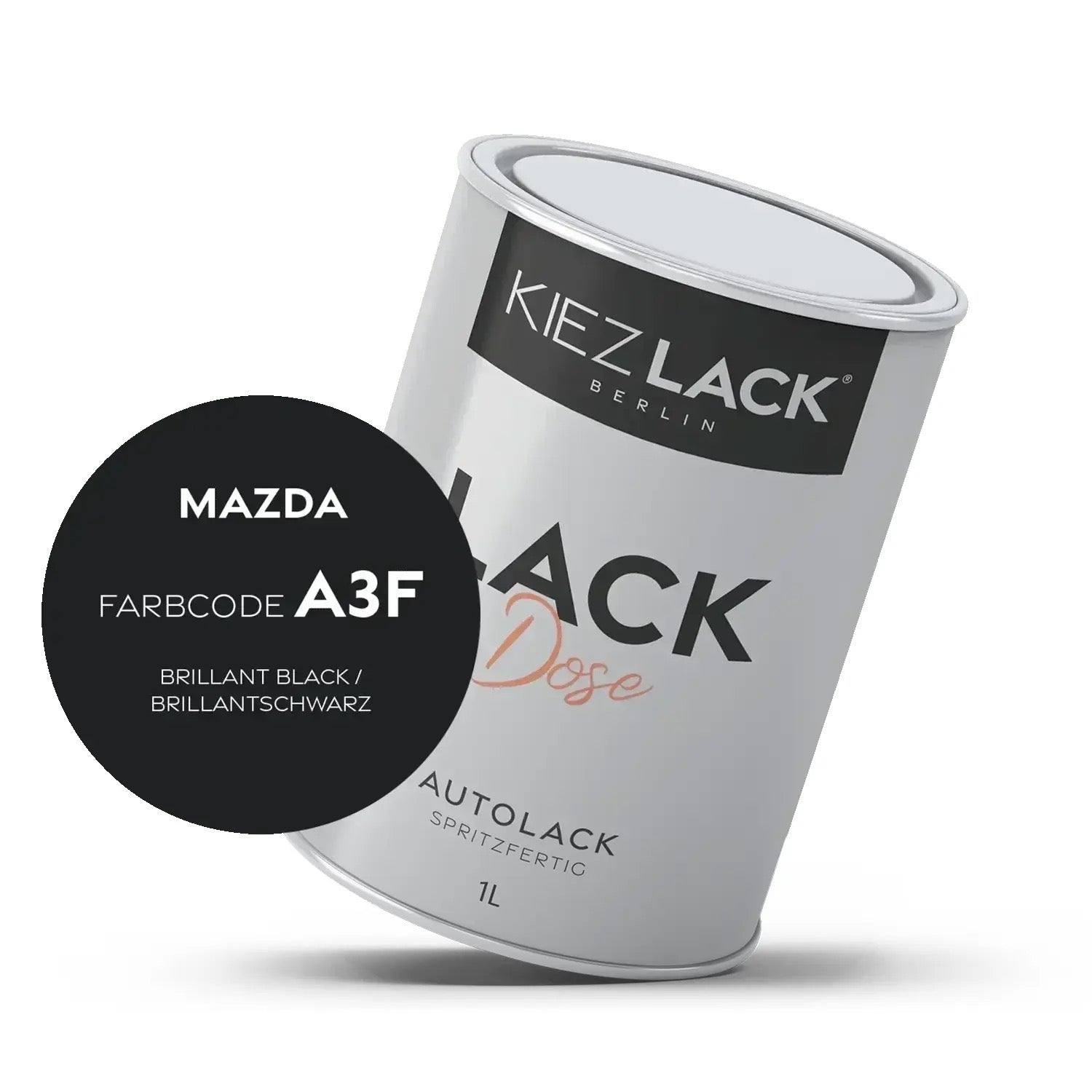 Kiezlack 1K Autolack Lackdose Basislack spritzfertig MAZDA A3F BRILLANT BLACK