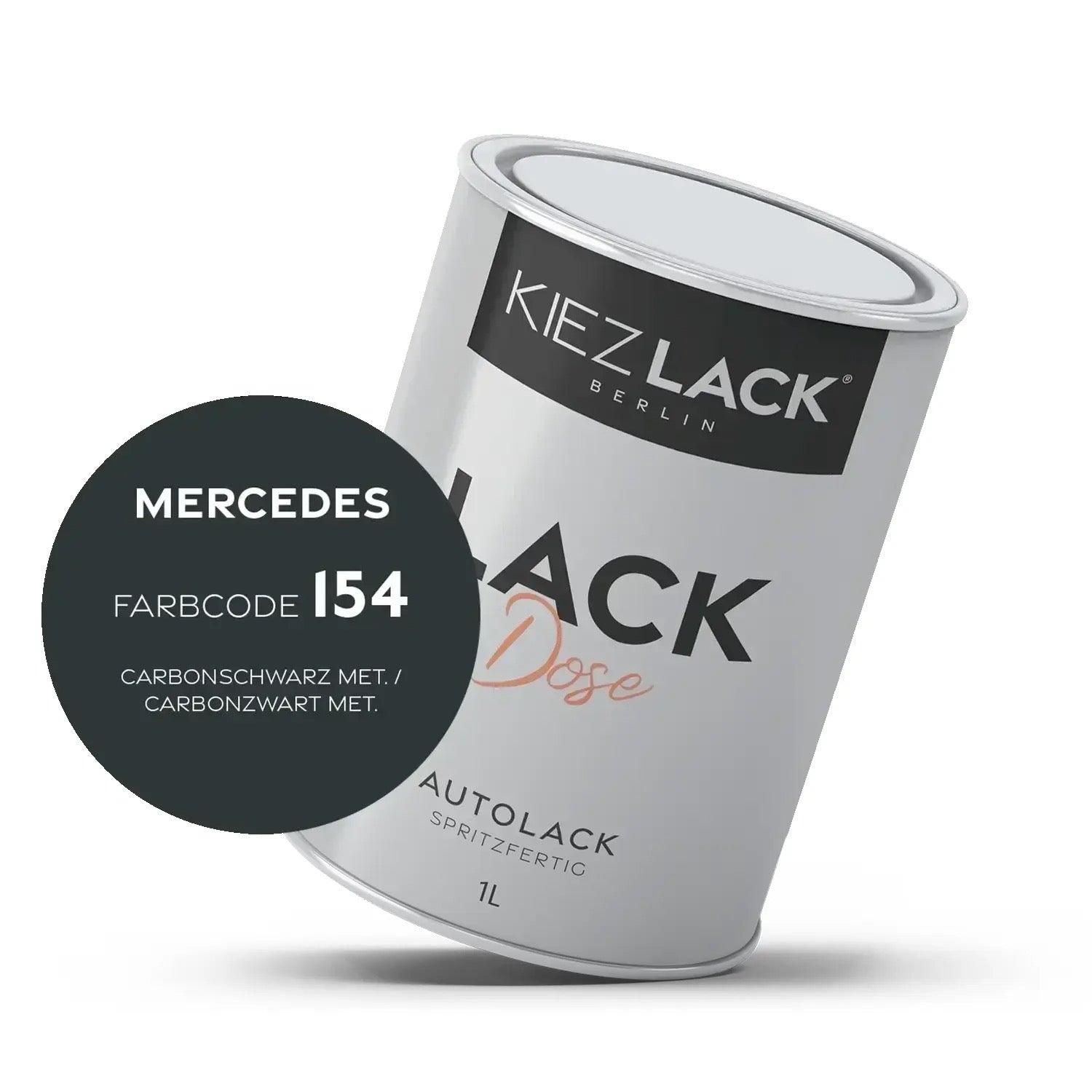 Kiezlack 1K Autolack Lackdose Basislack spritzfertig MERCEDES 154 CARBONSCHWARZ MET.