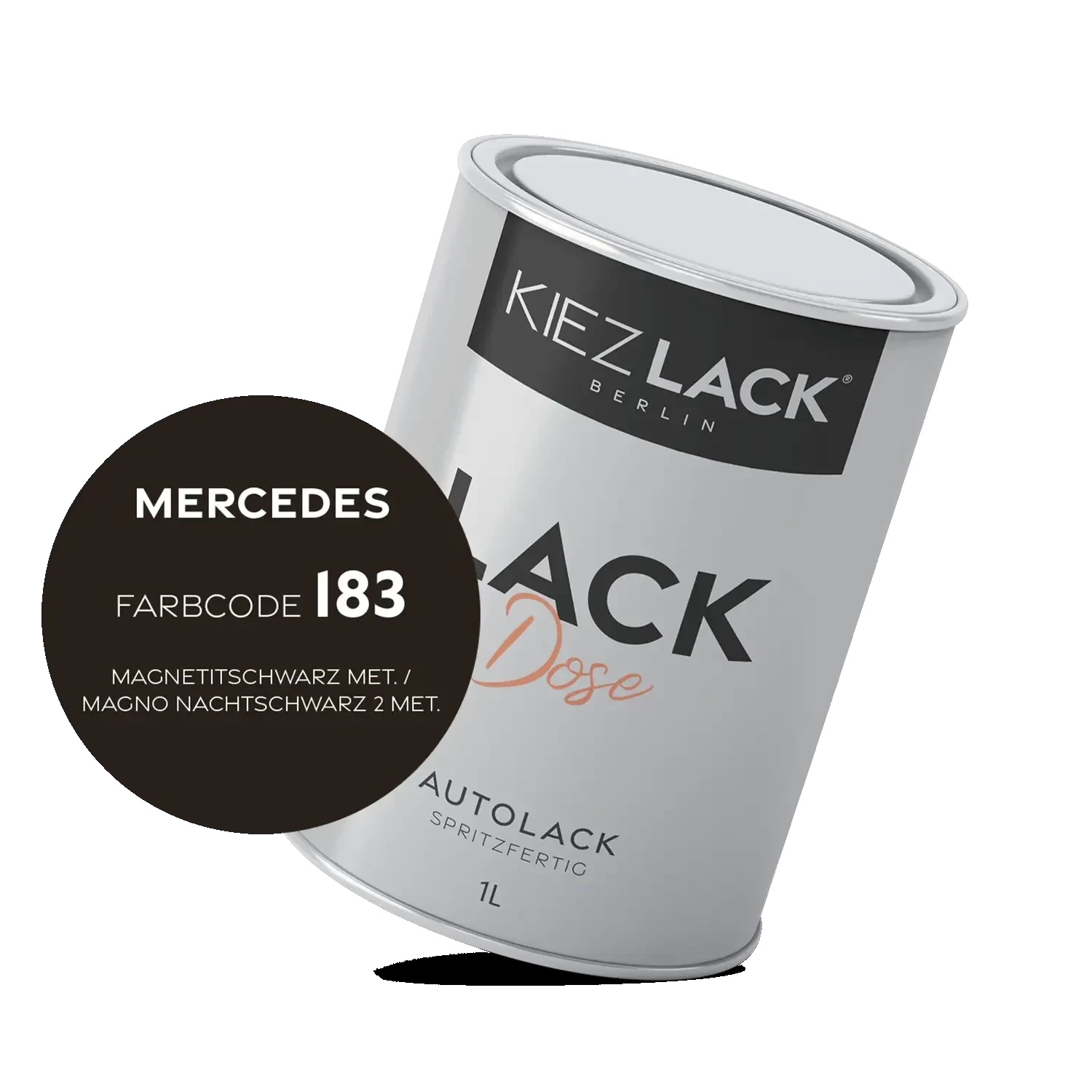 Kiezlack 1K Autolack Lackdose Basislack spritzfertig MERCEDES 183 MAGNETITSCHWARZ MET.