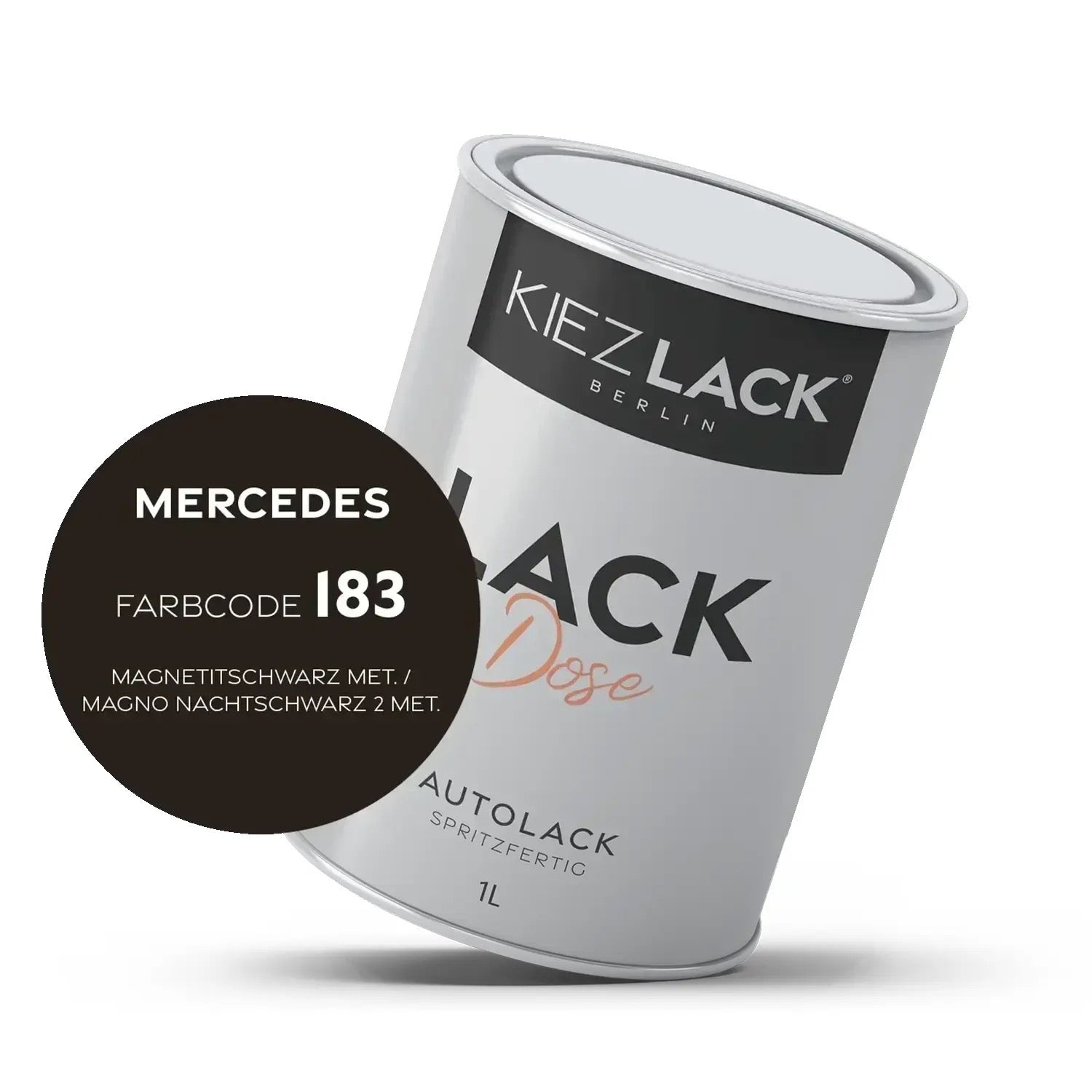 Kiezlack 1K Autolack Lackdose Basislack spritzfertig MERCEDES 183 MAGNETITSCHWARZ MET.