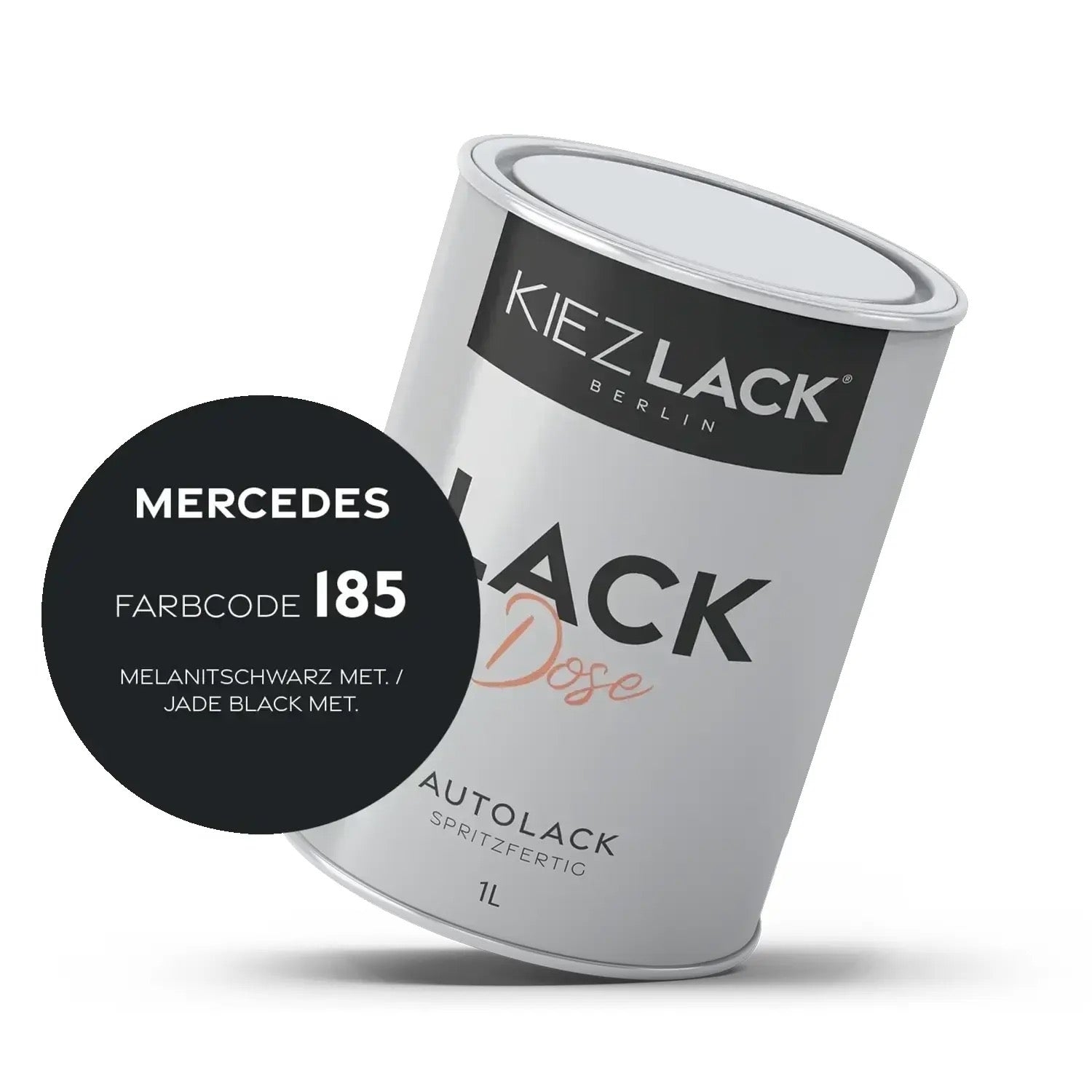 Kiezlack 1K Autolack Lackdose Basislack spritzfertig MERCEDES 185 MELANITSCHWARZ MET.