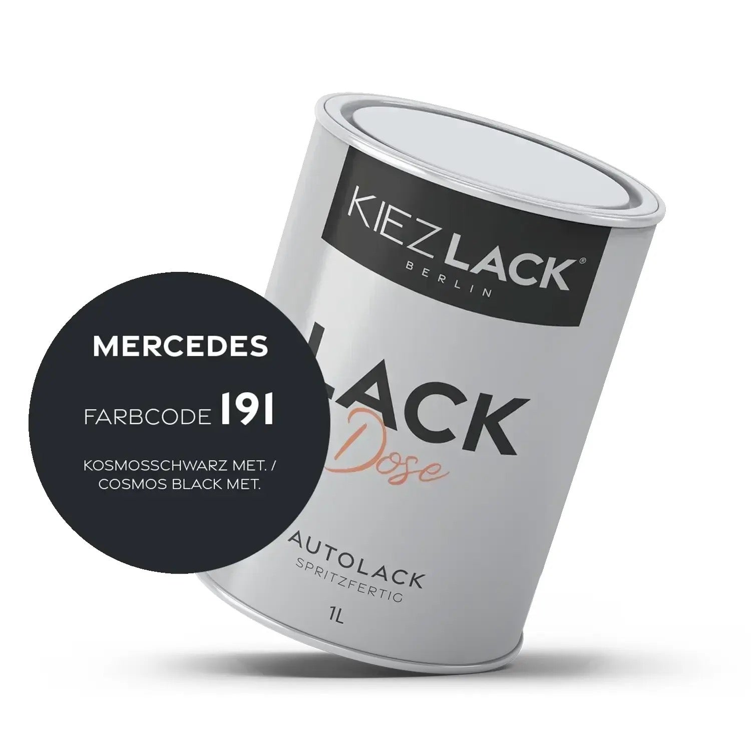 Kiezlack 1K Autolack Lackdose Basislack spritzfertig MERCEDES 191 KOSMOSSCHWARZ MET.