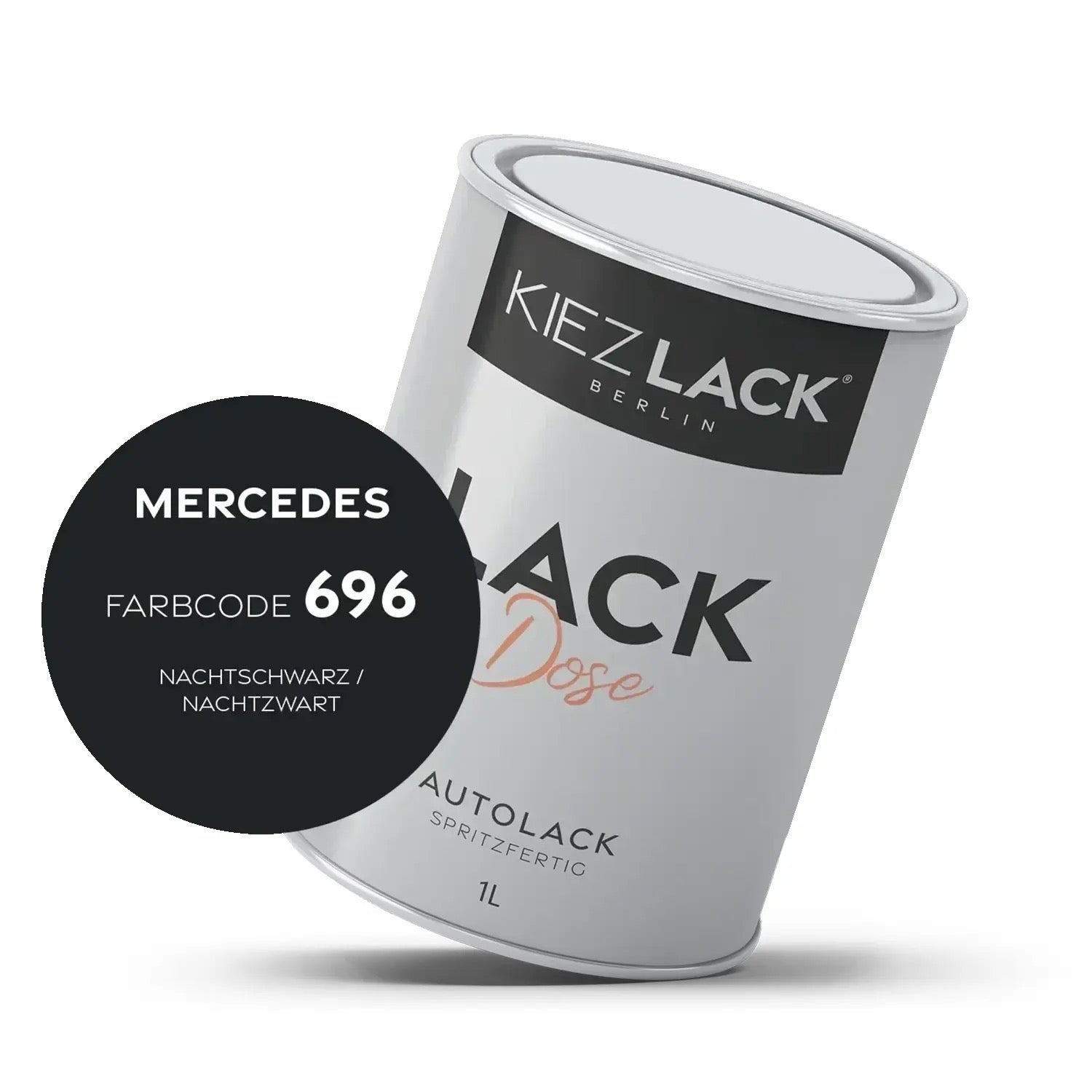 Kiezlack 1K Autolack Lackdose Basislack spritzfertig MERCEDES 696 NACHTSCHWARZ