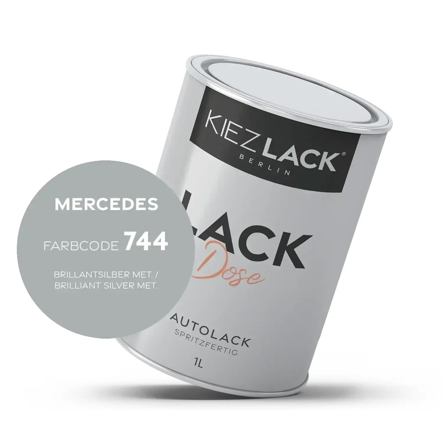 Kiezlack 1K Autolack Lackdose Basislack spritzfertig MERCEDES 744 BRILLANTSILBER MET.
