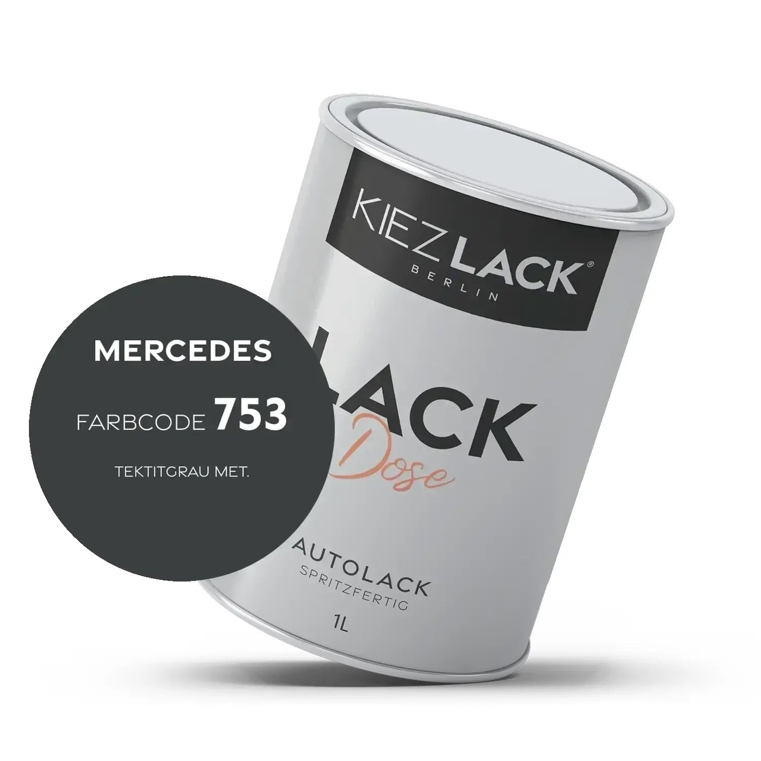 Kiezlack 1K Autolack Lackdose Basislack spritzfertig MERCEDES 753 TEKTITGRAU MET.