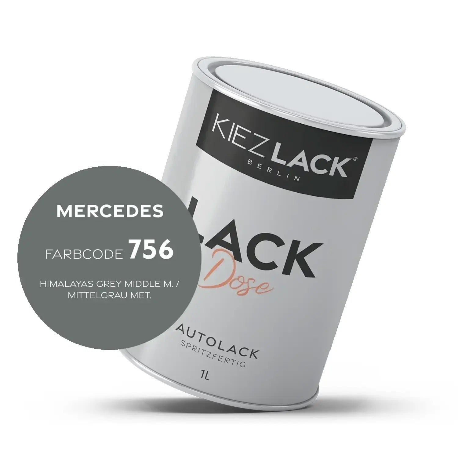 Kiezlack 1K Autolack Lackdose Basislack spritzfertig MERCEDES 756 HIMALAYAS GREY MIDDLE M.