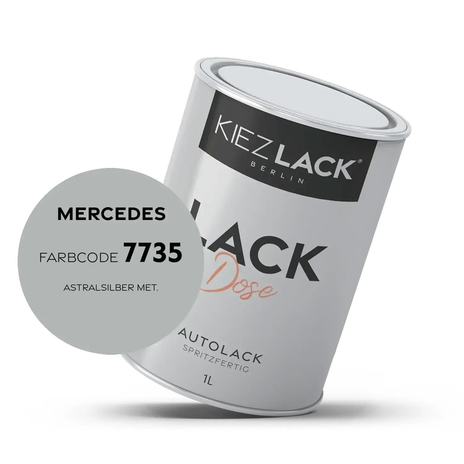 Kiezlack 1K Autolack Lackdose Basislack spritzfertig MERCEDES 7735 ASTRALSILBER MET.