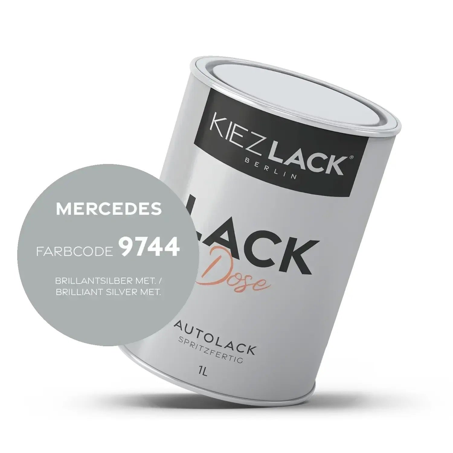Kiezlack 1K Autolack Lackdose Basislack spritzfertig MERCEDES 9744 BRILLANTSILBER MET.